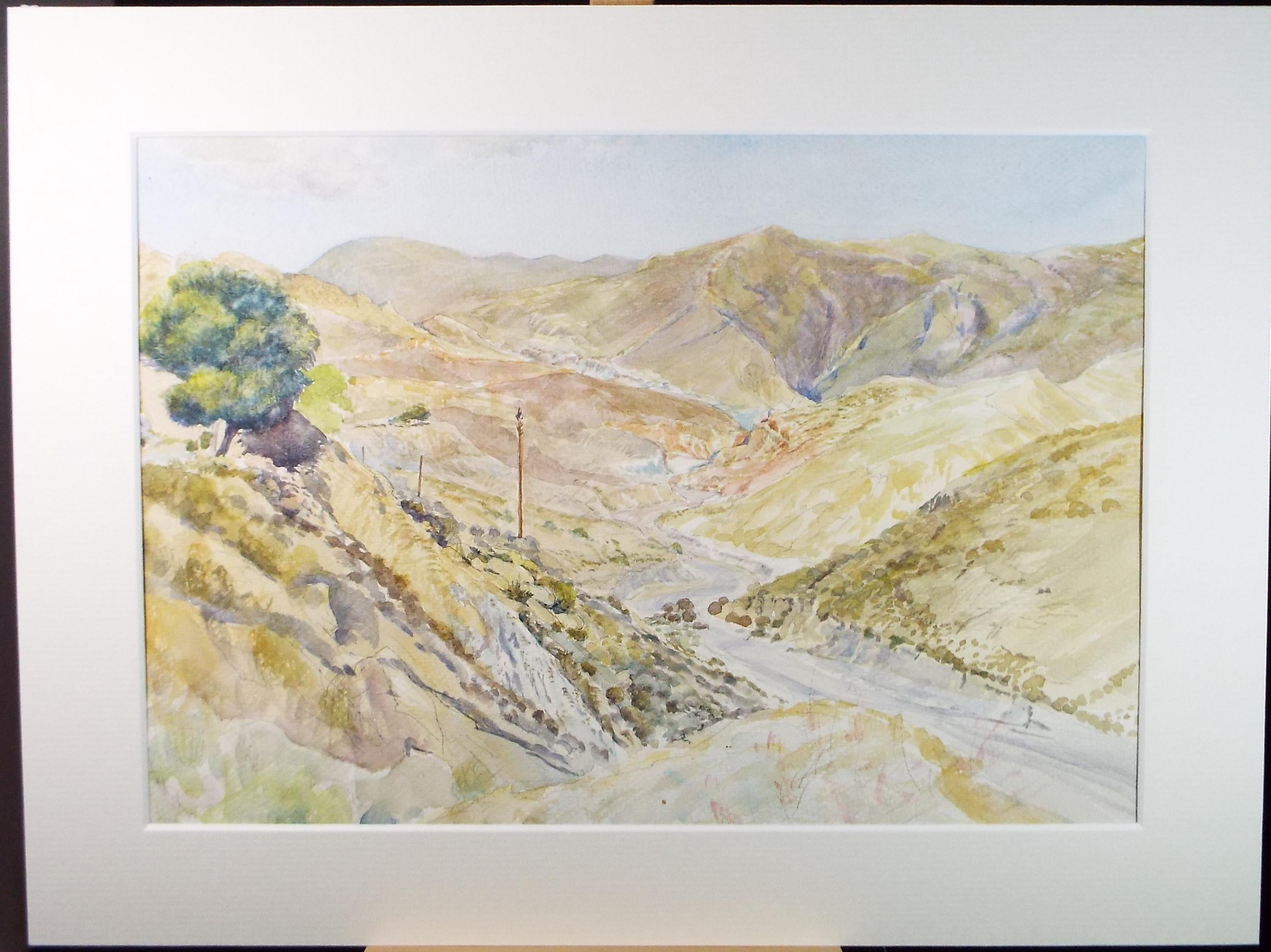 Original Watercolour,'Track through Hills', circa 1980's, Ron Brooker