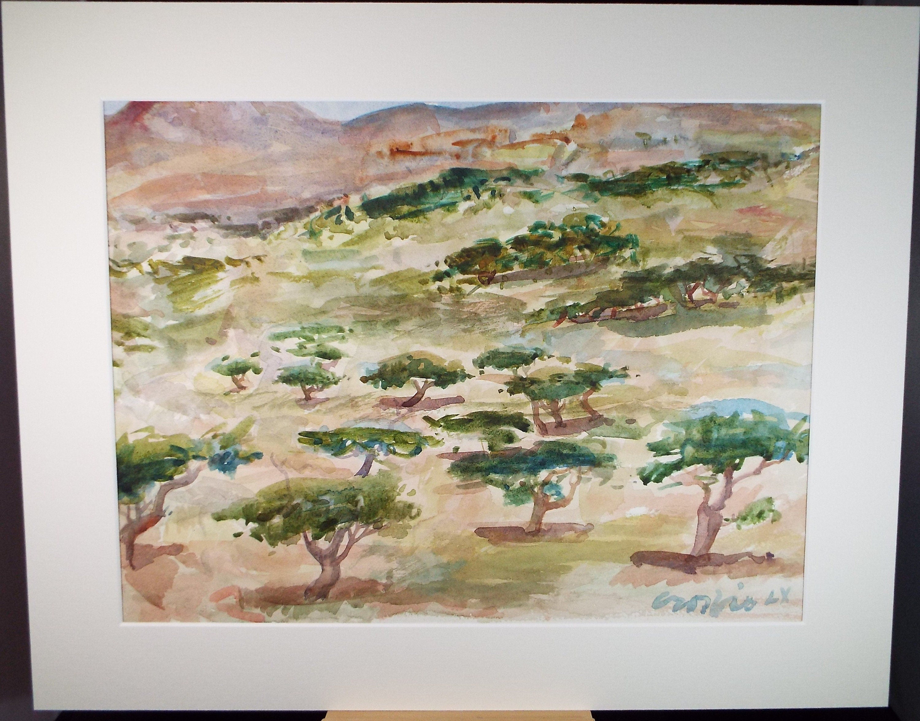 Original watercolour on paper, 'Olive Grove', William Crosbie (1915-1999)