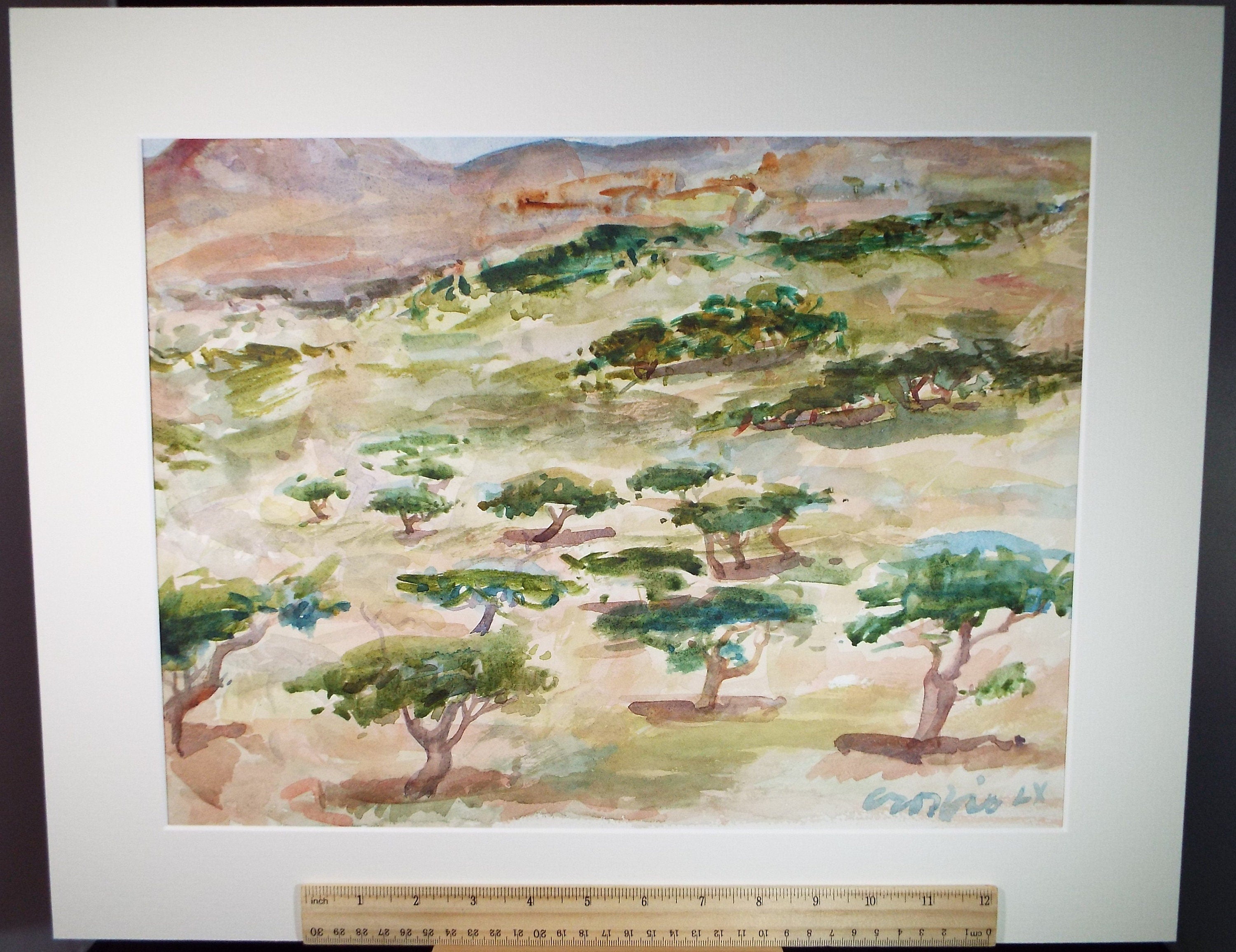 Original watercolour on paper, 'Olive Grove', William Crosbie (1915-1999)