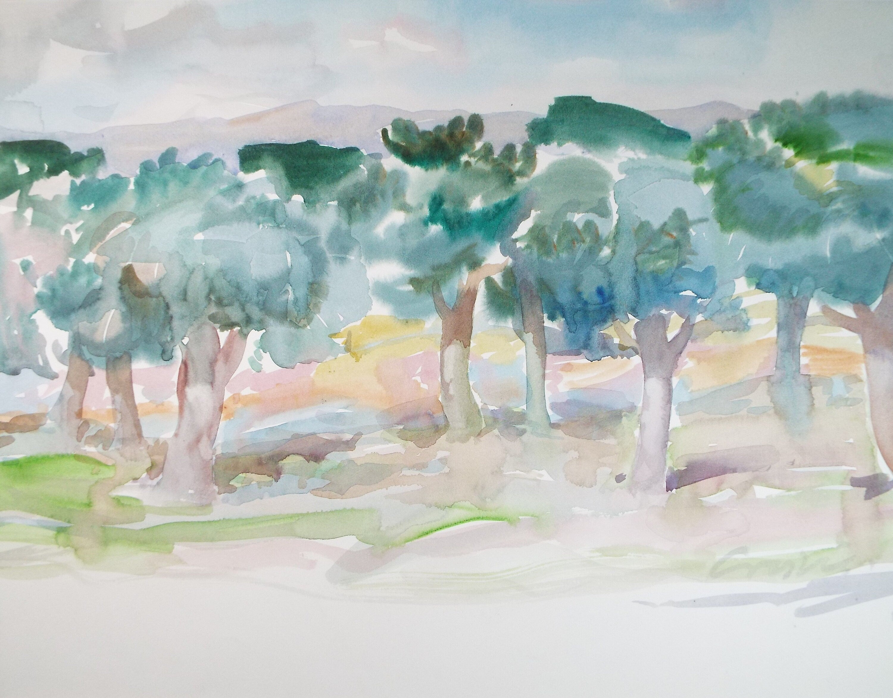 Original watercolour on paper, 'Olive Grove', William Crosbie (1915-1999)