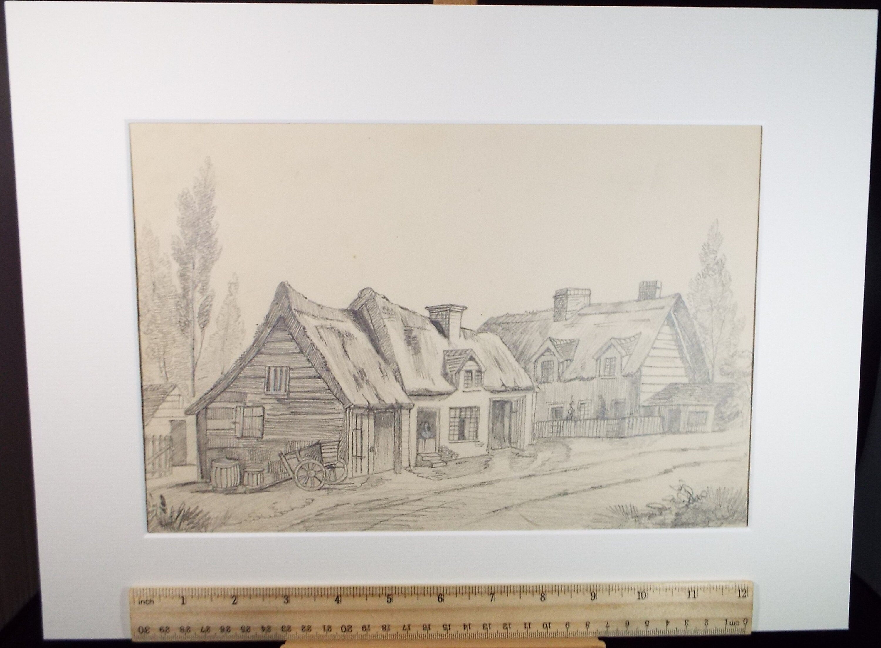 Original Pencil Drawing, 'Country Cottage', mid 19th century, artist unknown