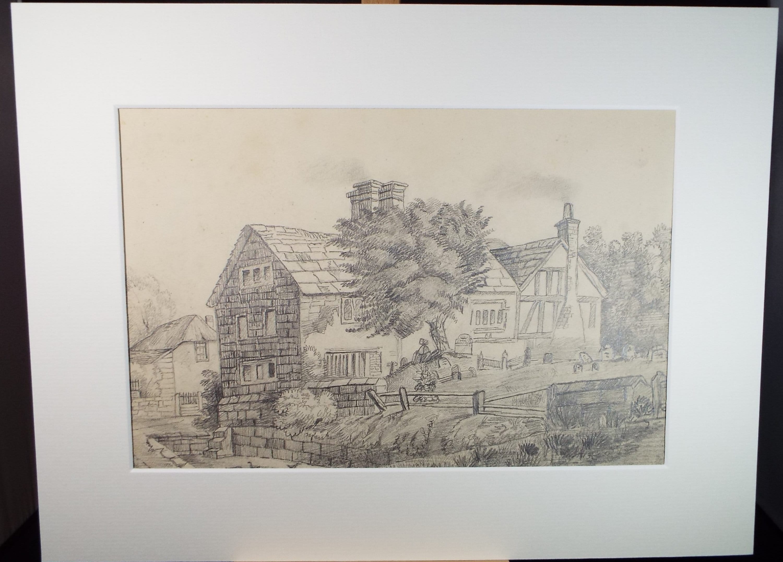 Original Pencil Drawing, 'Country Cottage', mid 19th century, artist unknown