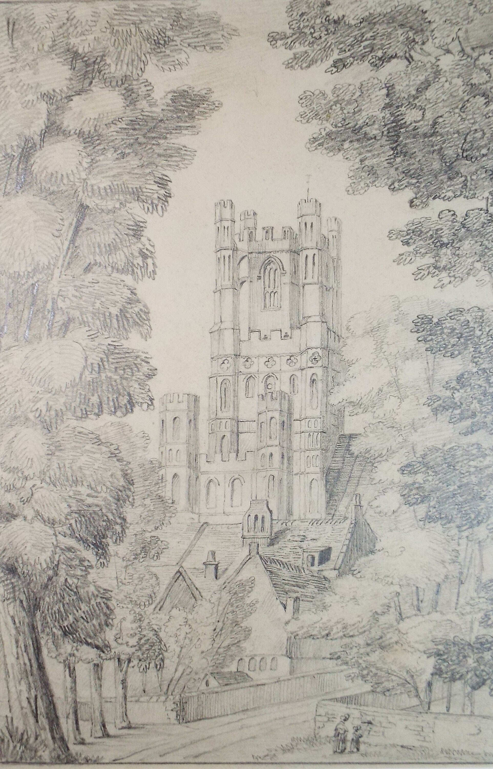 Original Pencil Drawing, 'Church Tower', Early 19th century, artist unknown