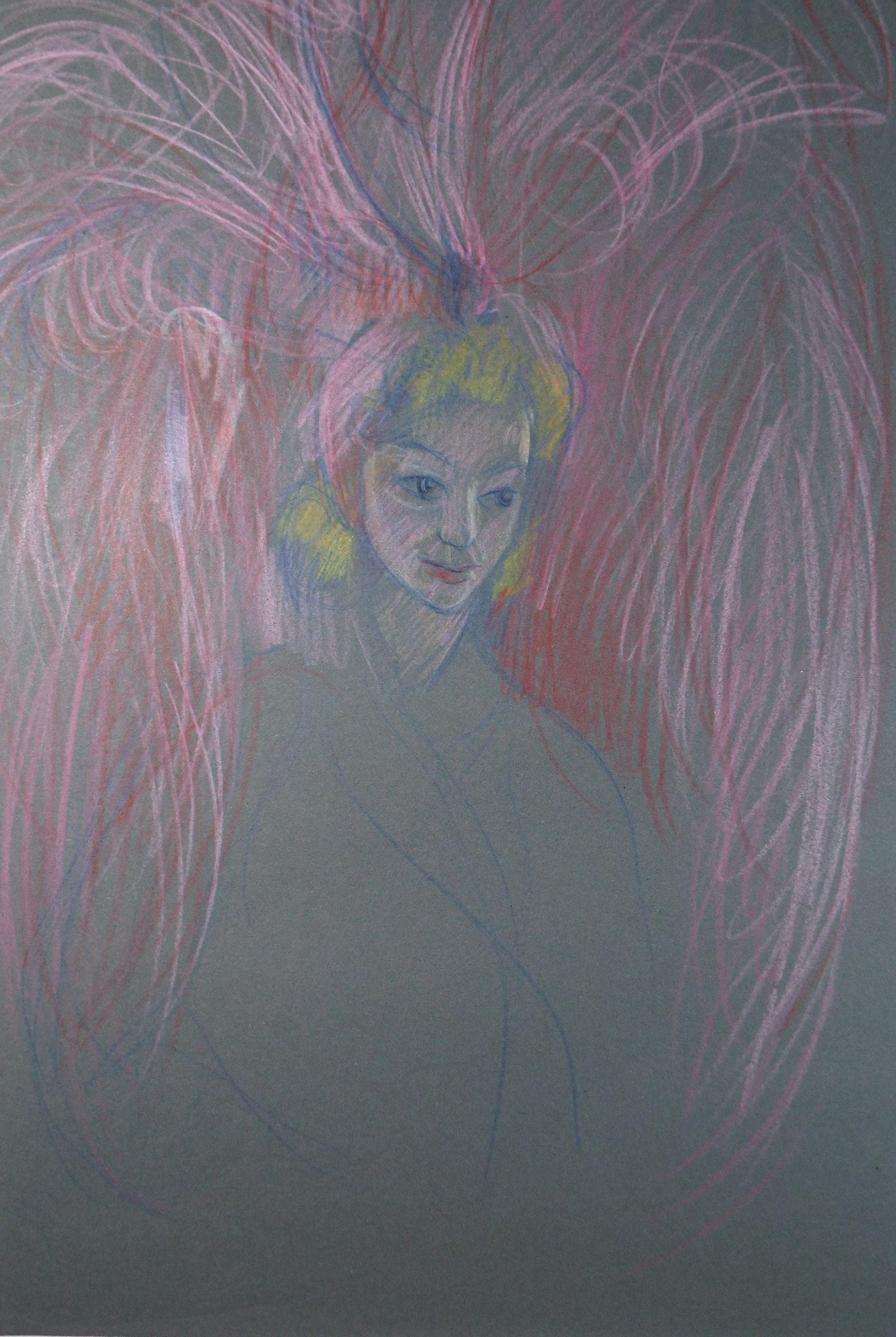 Original Pastel Drawing, 'Circus Performers', c1950s, Athene Andrade (1908-1973)