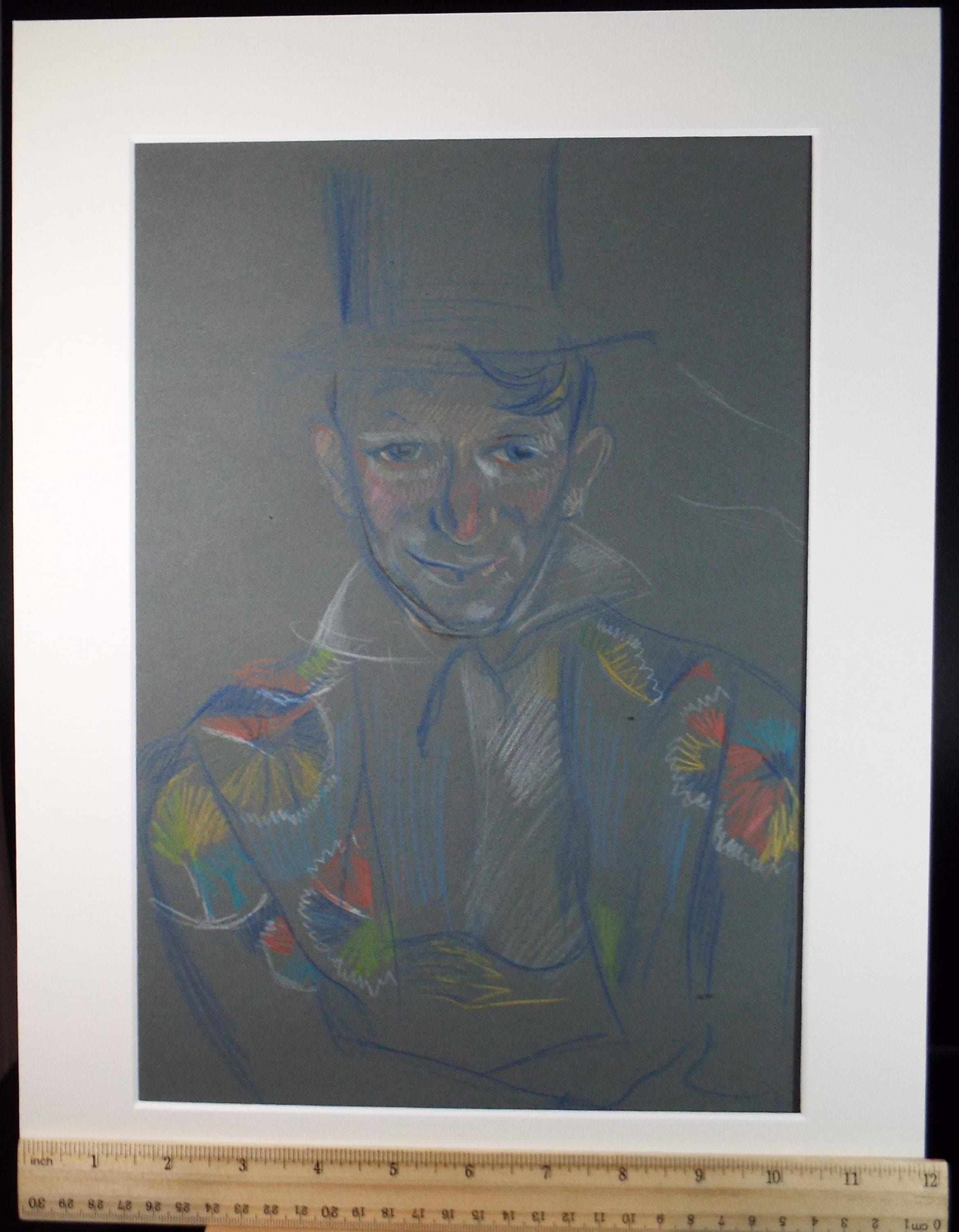 Original Pastel Drawing, 'Circus Ringmaster', c1950s, Athene Andrade (1908-1973)