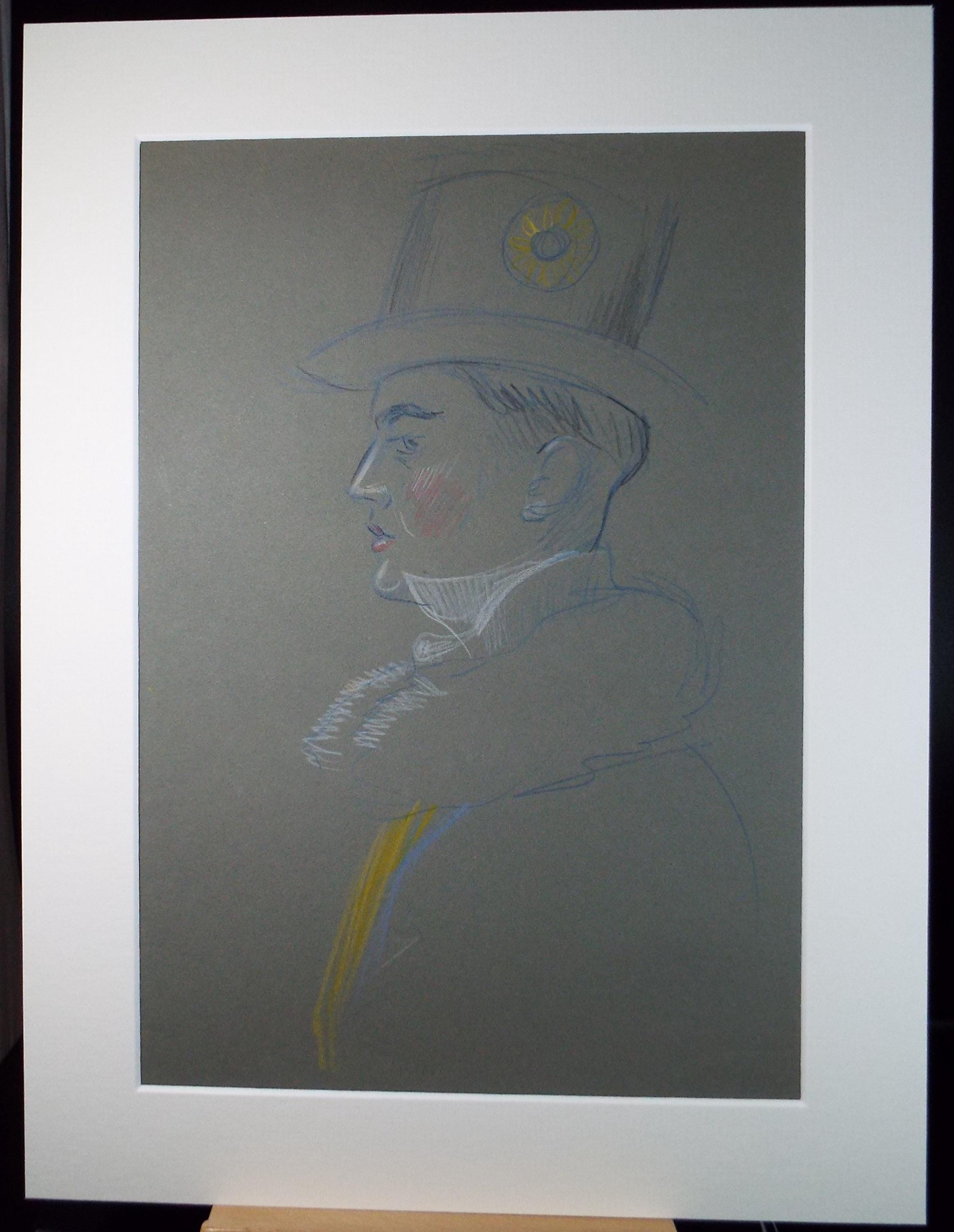 Original Pastel Drawing, 'Circus Ringmaster', c1950s, Athene Andrade (1908-1973)