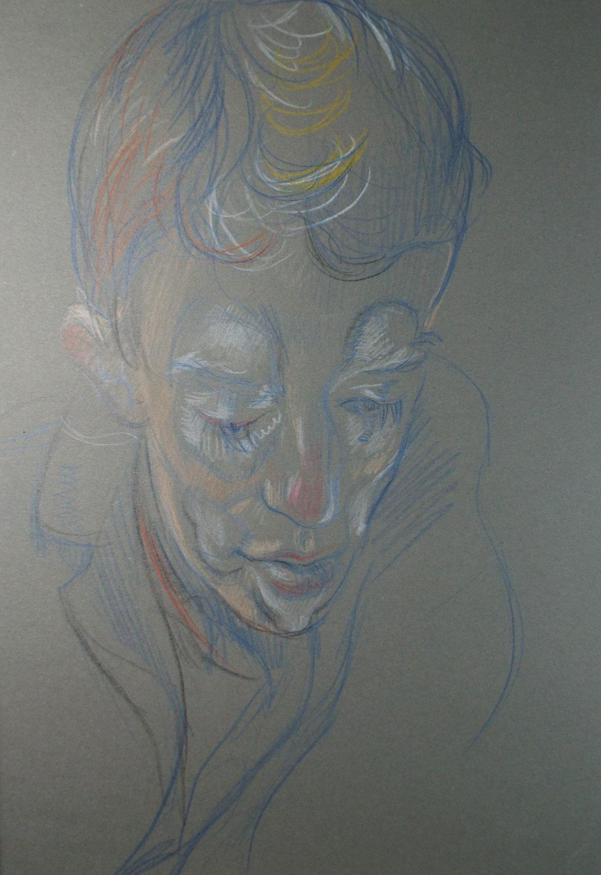 Original Pastel Drawing, 'Circus Clown', c1950s, Athene Andrade (1908-1973)