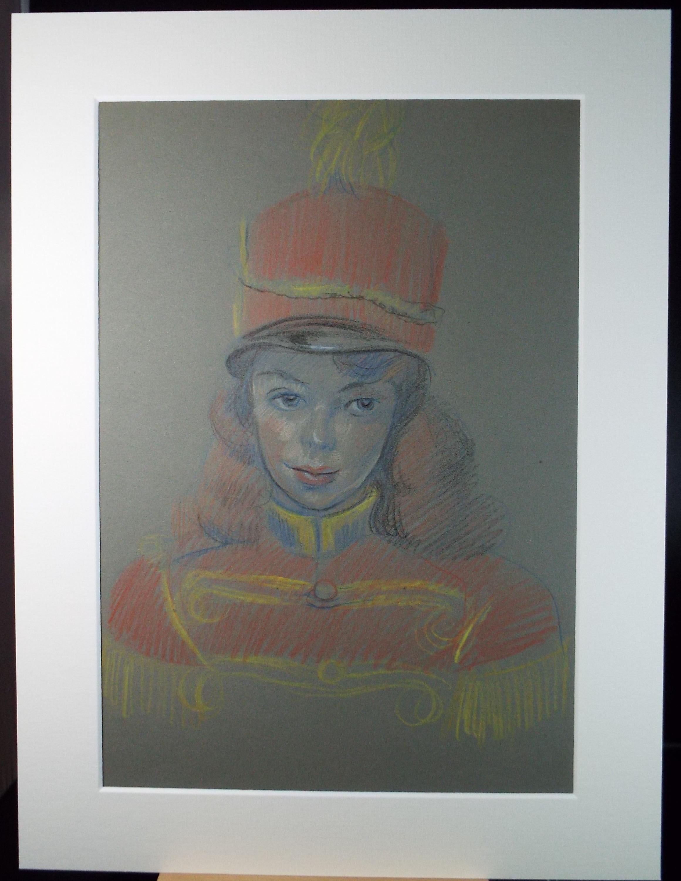 Original Pastel Drawing, 'Circus Performer', c1950s, Athene Andrade (1908-1973)