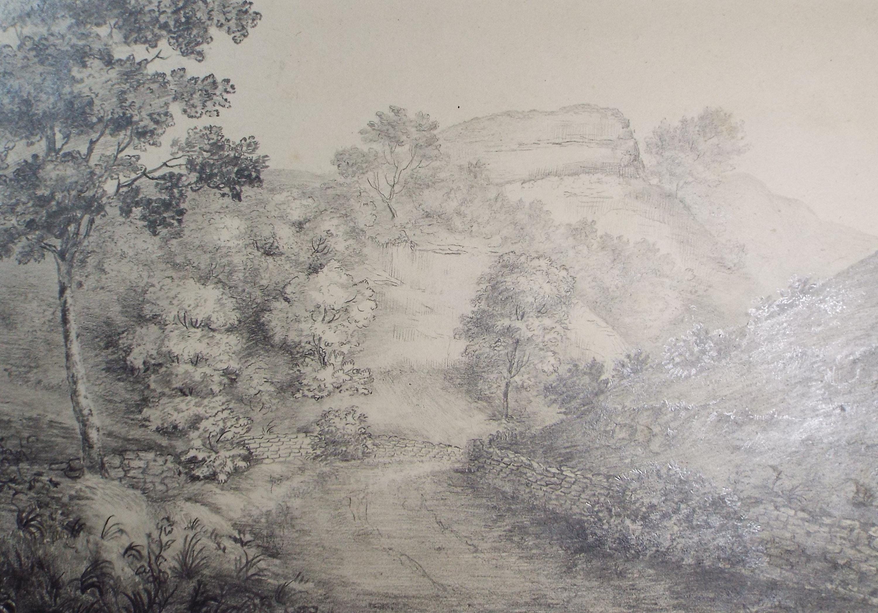 Original Pencil Drawing, 'Brassington Tors', Dated 1831, artist unknown