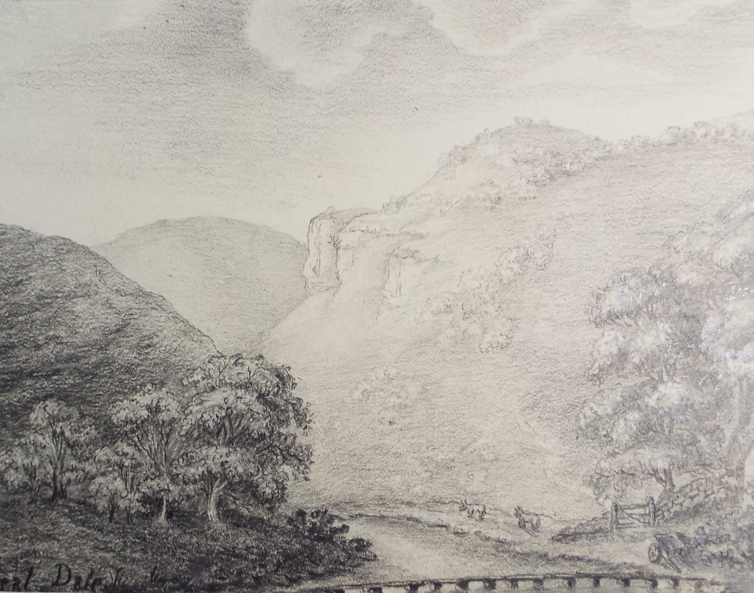 Original Pencil Drawing, 'Monsal Dale', Dated 1820, artist unknown