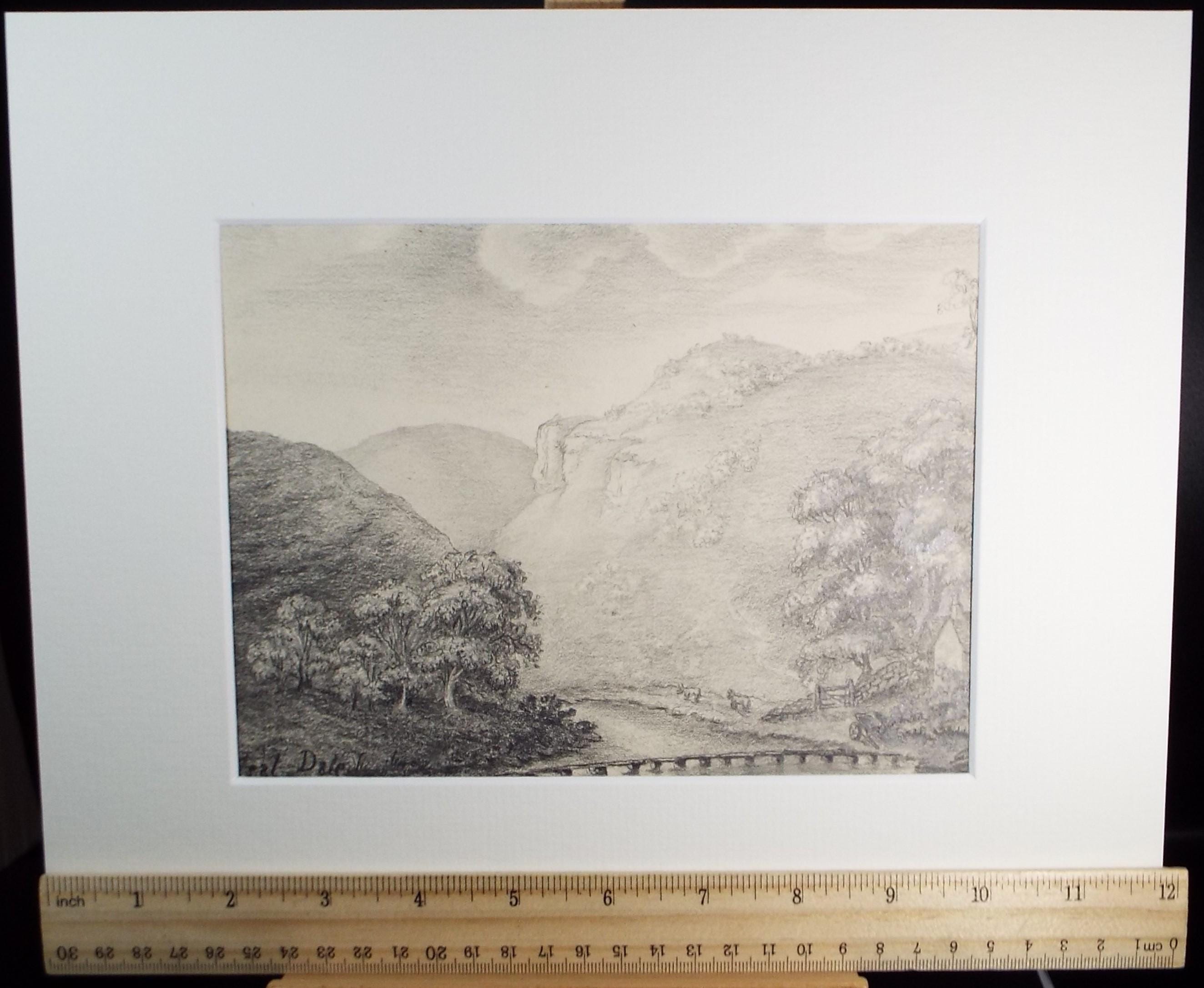 Original Pencil Drawing, 'Monsal Dale', Dated 1820, artist unknown