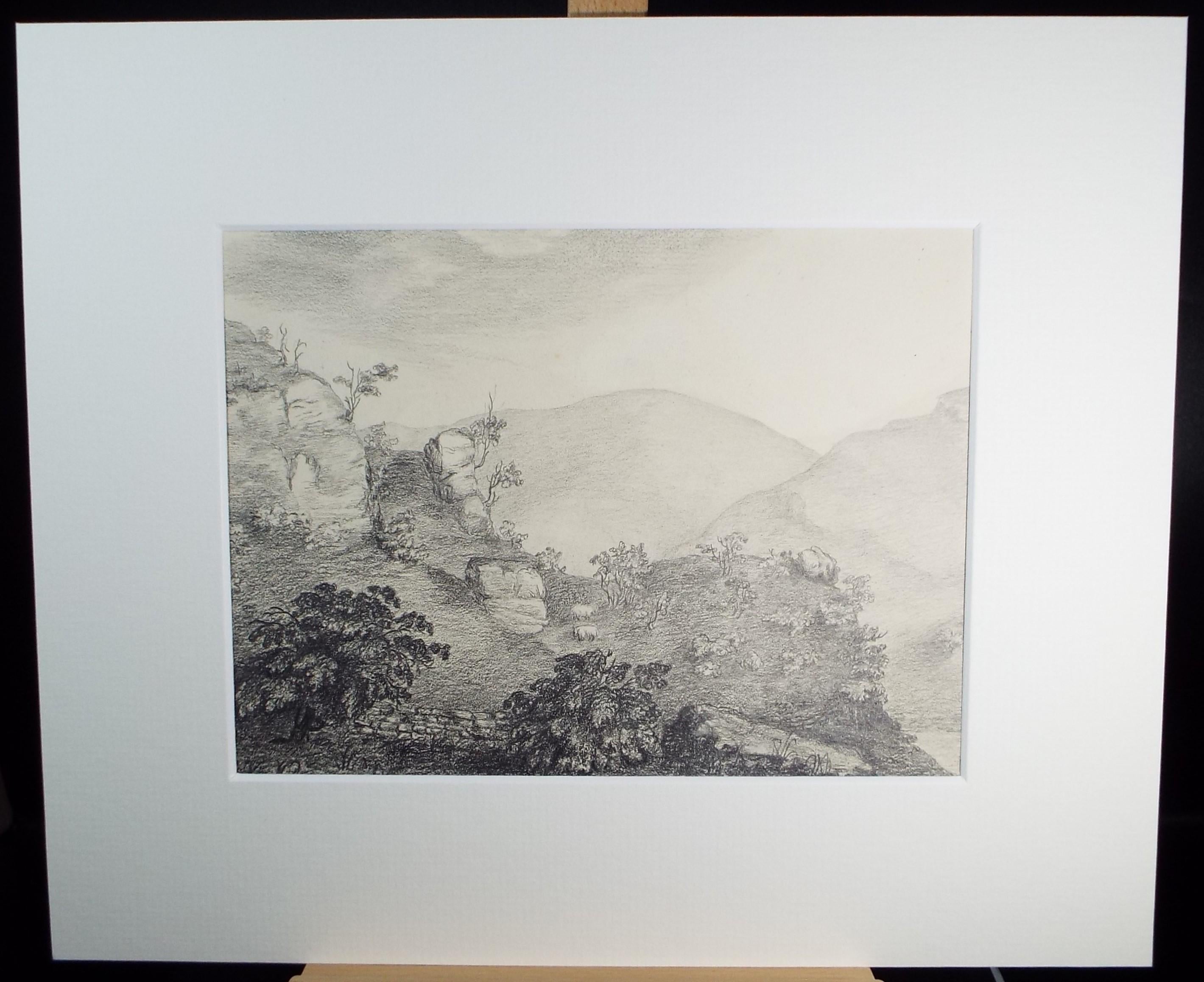 Original Pencil Drawing, Dove-Dale', Dated 1820, artist unknown