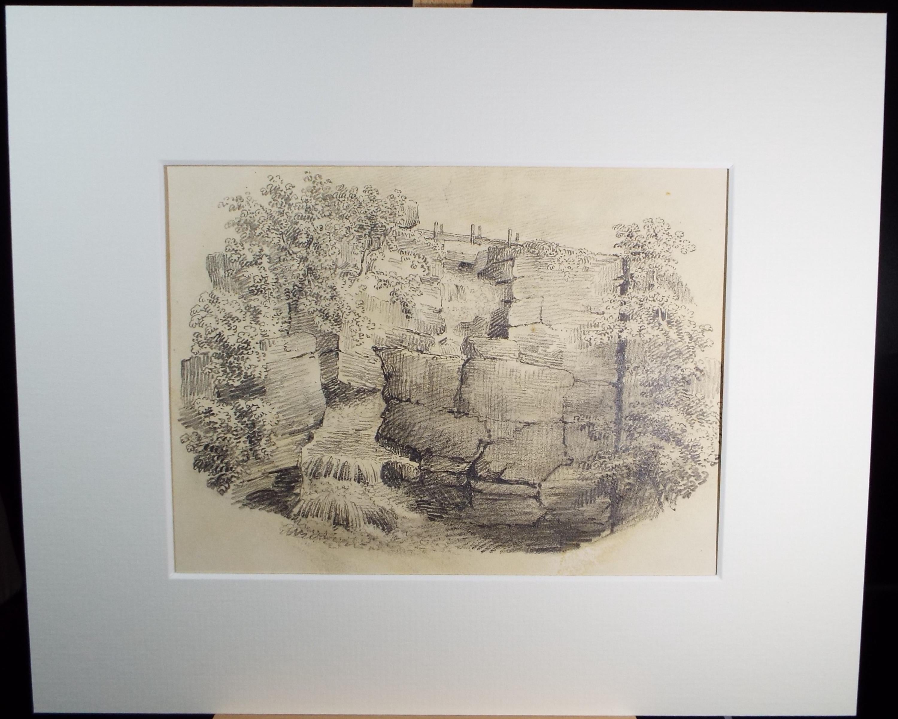 Original Pencil Drawing,'Bracklinn Falls', Early 19th Century, artist unknown