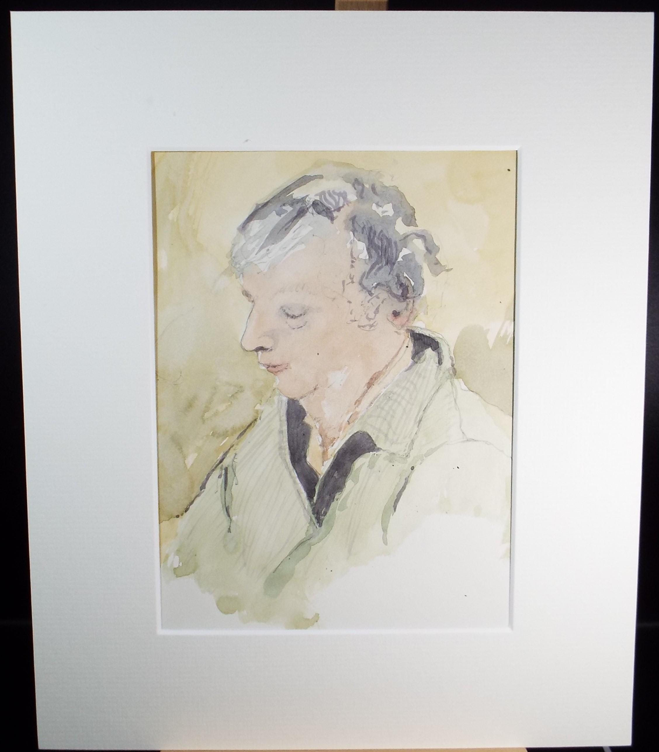 Original Watercolour,'Portrait of a Woman', Artist Unknown, circa 1980's