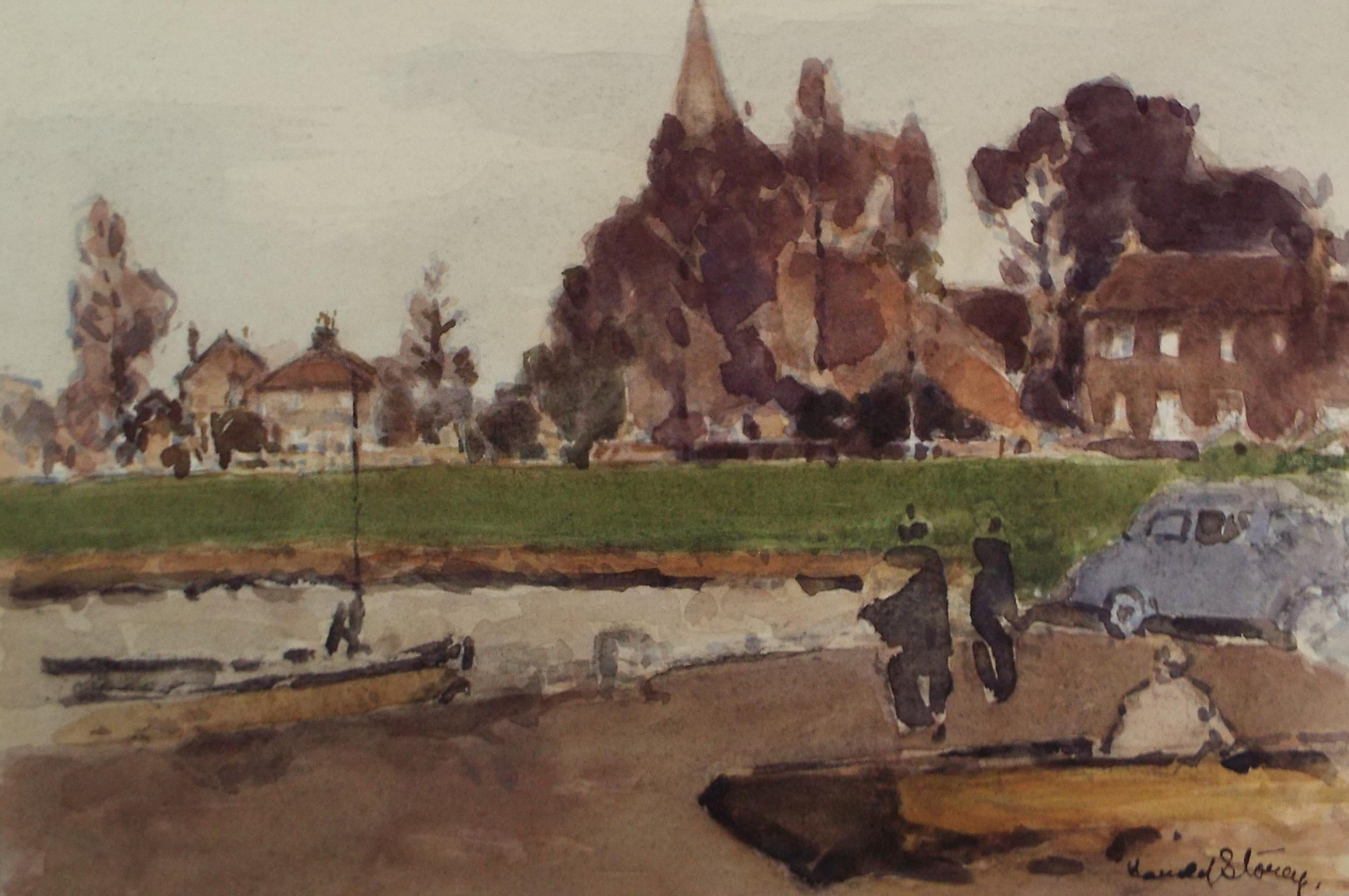 Original Watercolour ,'Bosham, Chichester', Harold Storey (1888-1965), circa 1950's