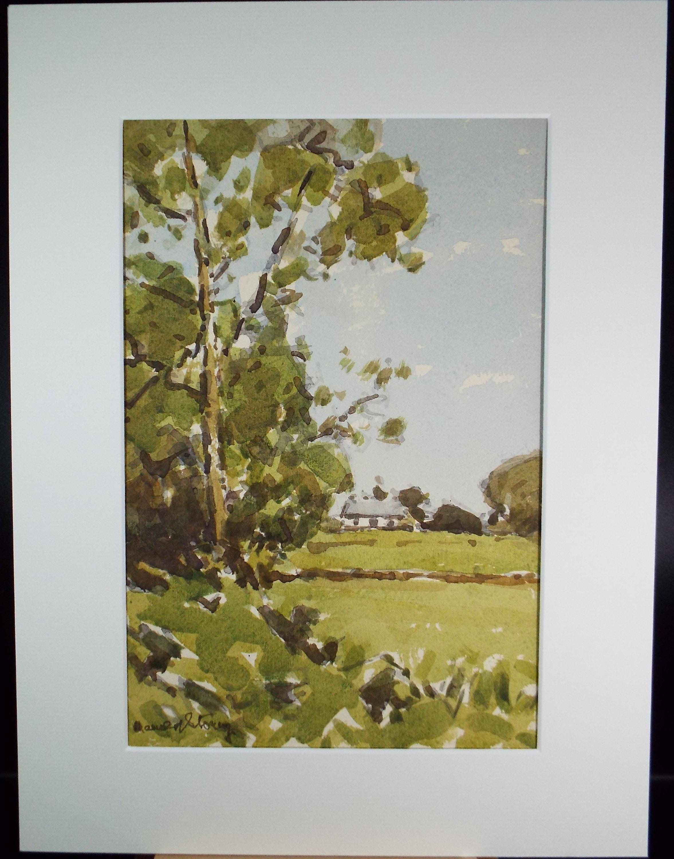 Original Watercolour ,'Farmstead in a Landscape', Harold Storey (1888-1965), dated 1957