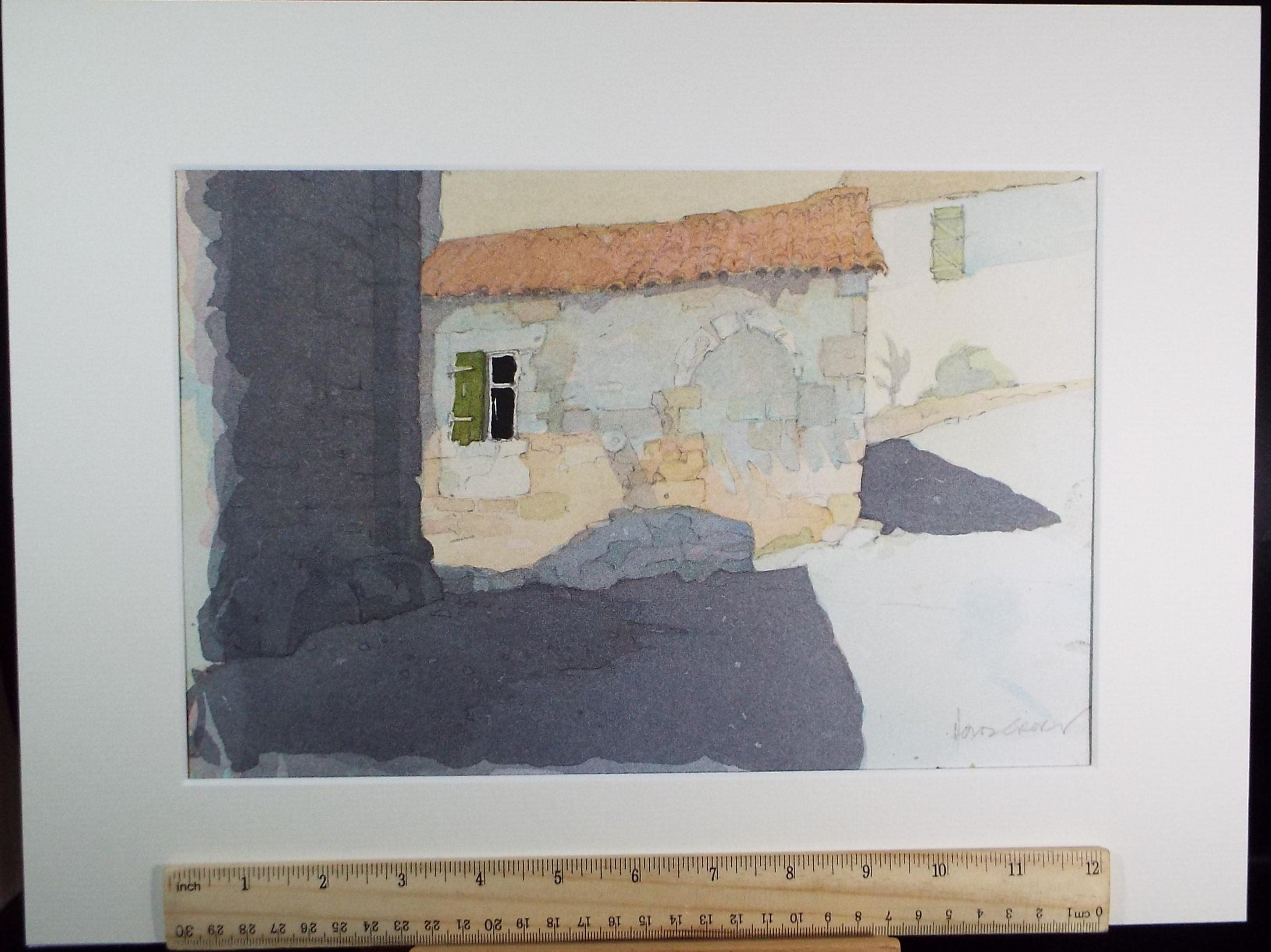 Original Watercolour drawing , 'Stone Building', John Hambleton Holdcroft (1926-2014), Circa 1970's