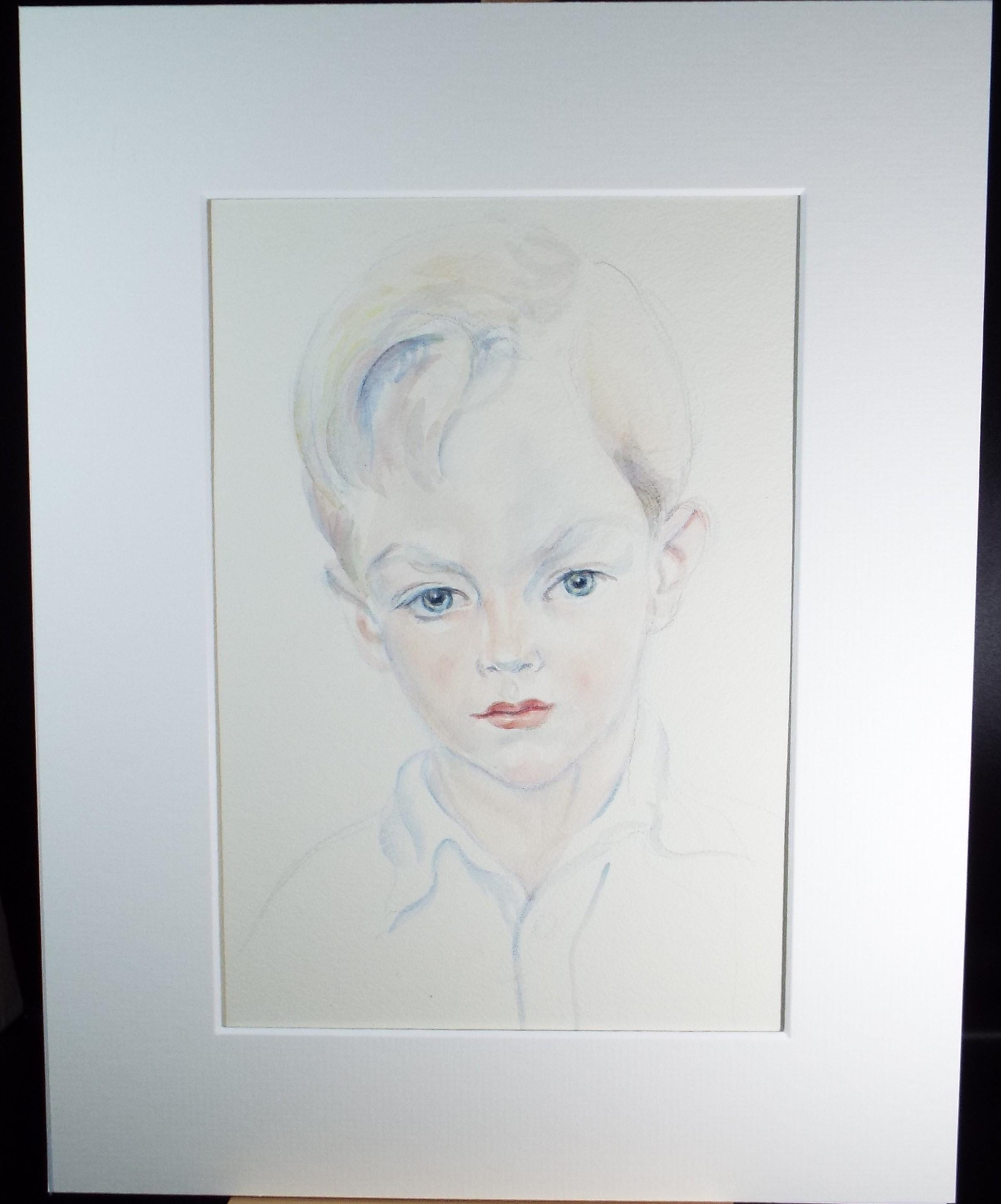 Original Watercolour , 'Portait of a Boy', c1950s, Athene Andrade (1908-1973)