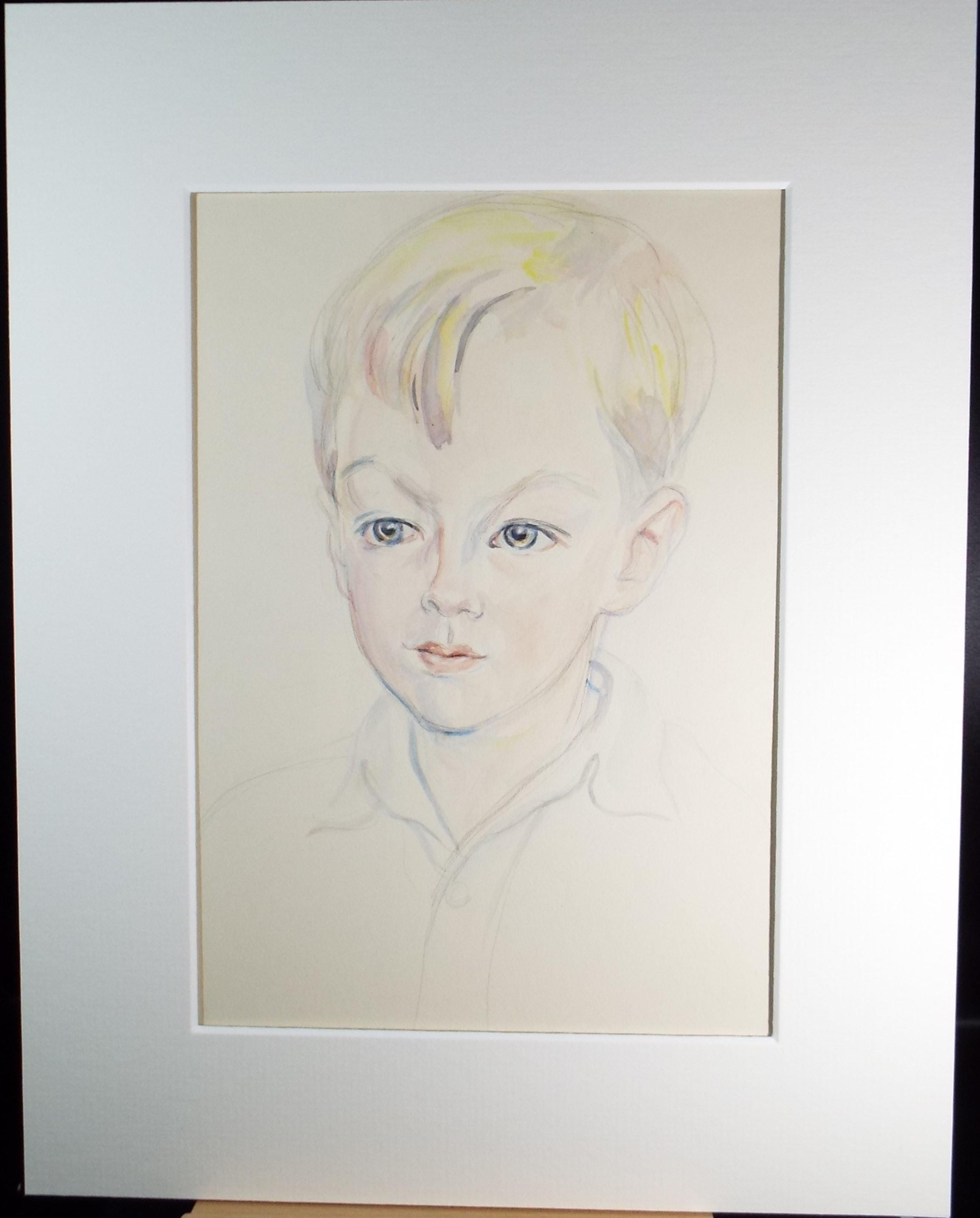 Original Watercolour , 'Portait of a Boy', c1950s, Athene Andrade (1908-1973)