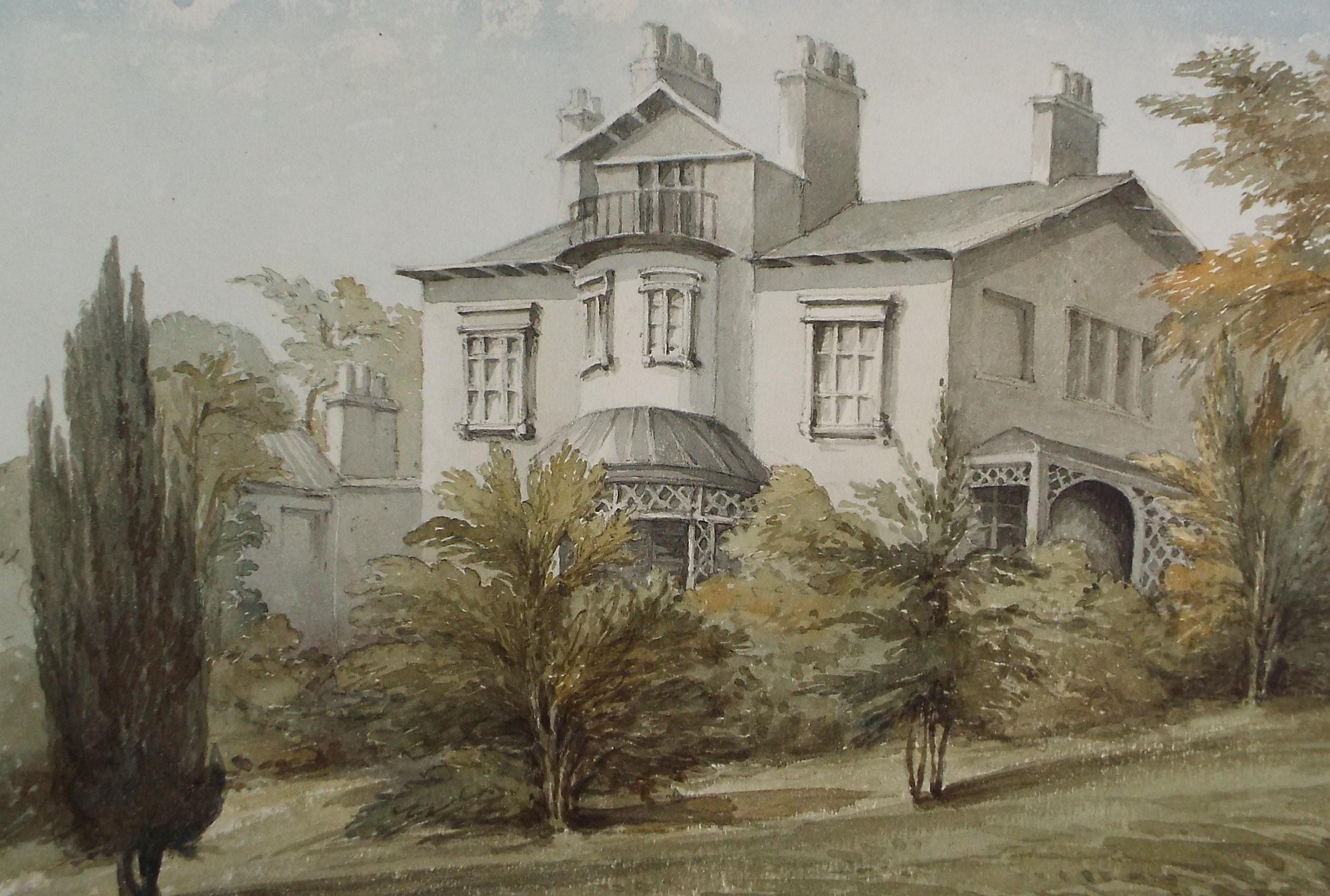 Original Watercolour,' The Lawns', Circa 1880, Artist Unknown