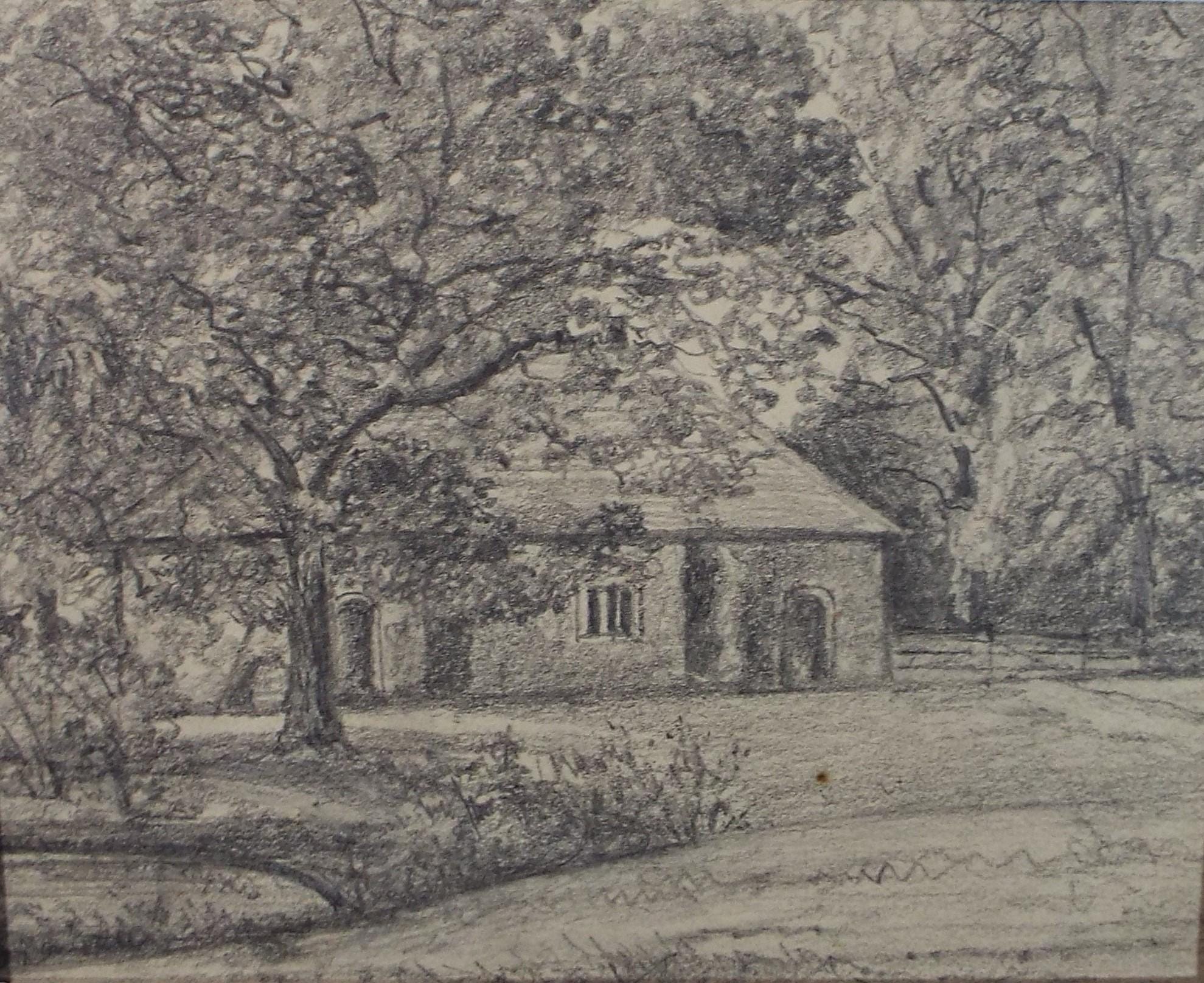 Original Pencil drawing , 'Cottage, Beeston Park', Dated 1877, artist unknown