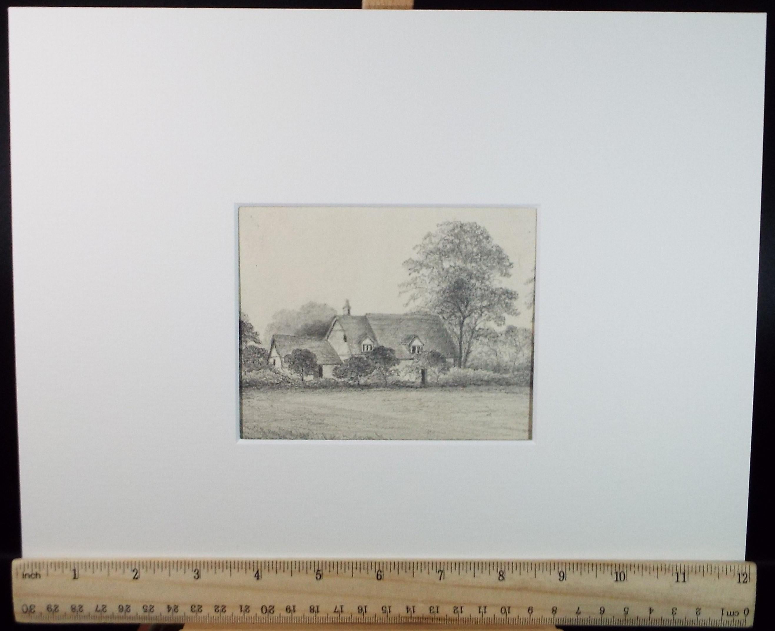 Original Pencil drawing , 'Cottage, Stradbrook', Dated 1878, artist unknown