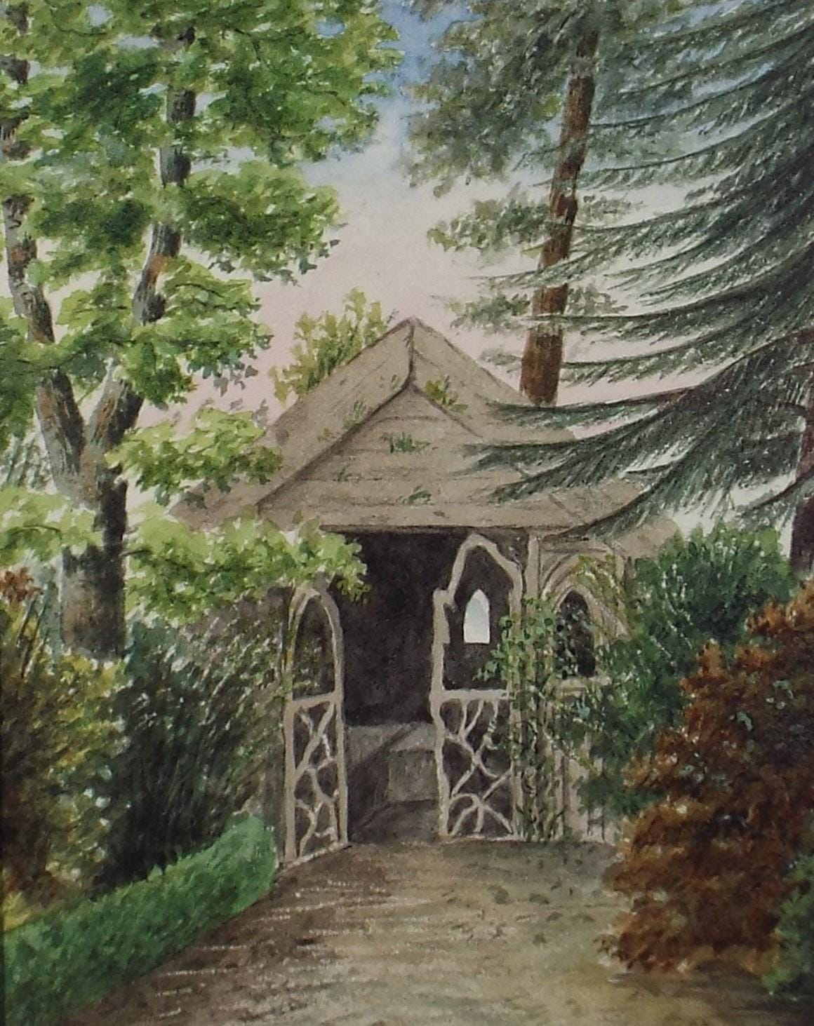 Original Watercolour on Paper, 'Arbour in the Woods', circa 1960's, Artist Unknown