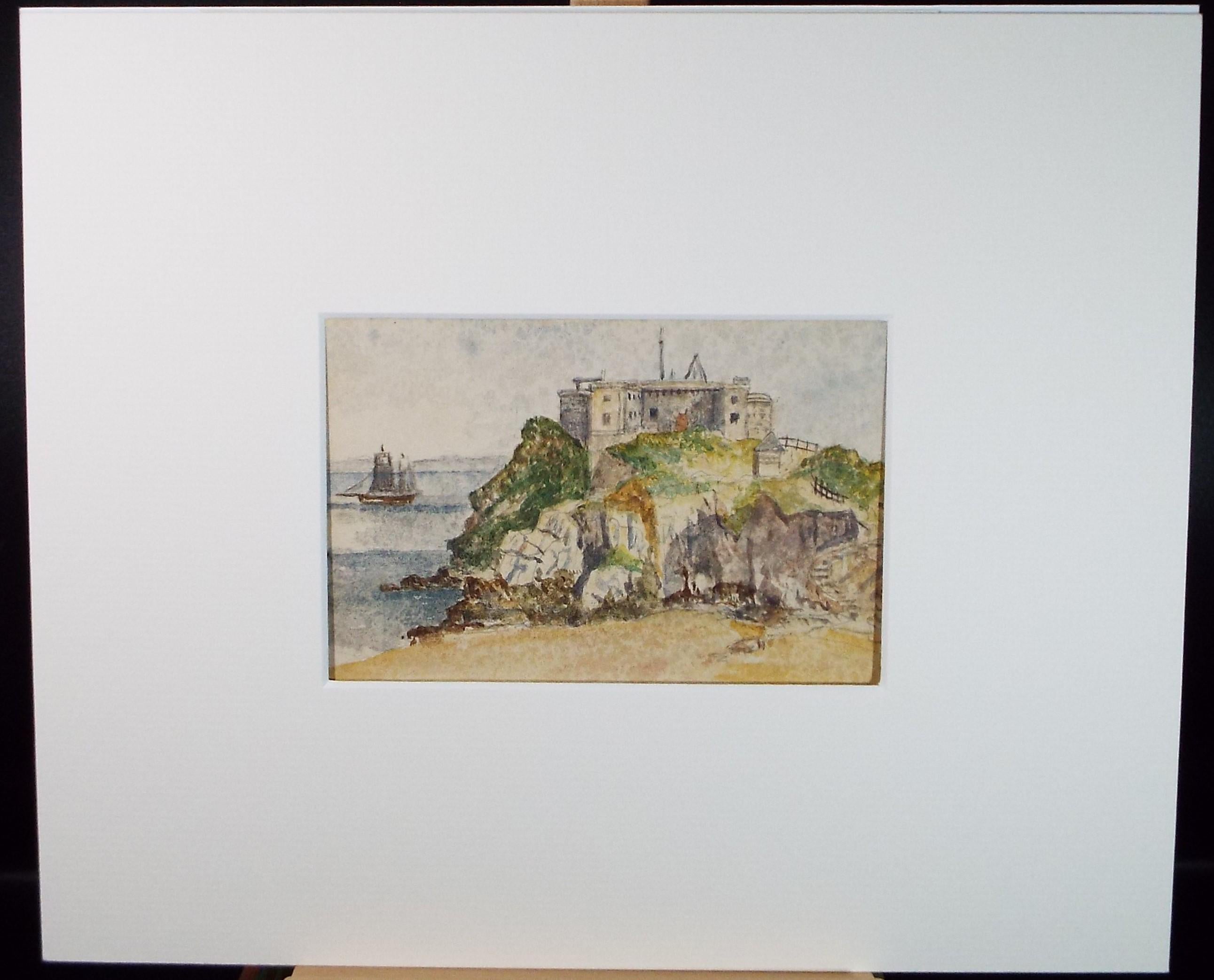 Original Watercolour dated 1890, 'St. Catherine's Island, Tenby' Unknown Artist - Marine Landscape