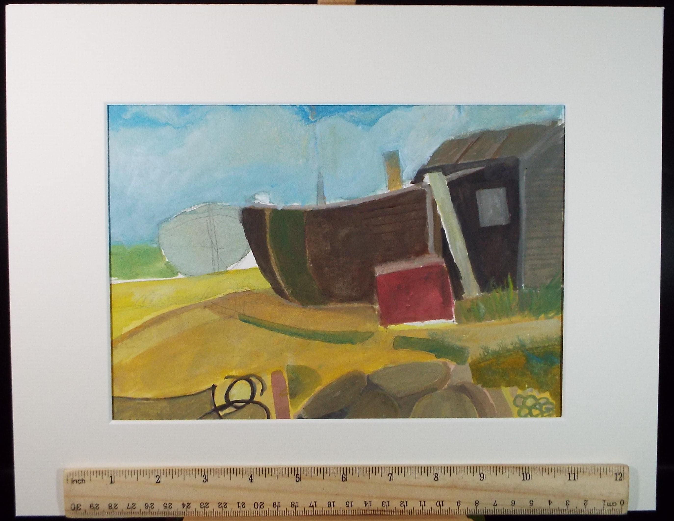 Original Watercolour & Gouache, 'Boat on the Shore', Colin Fifield (1940-2022), Circa 1980's