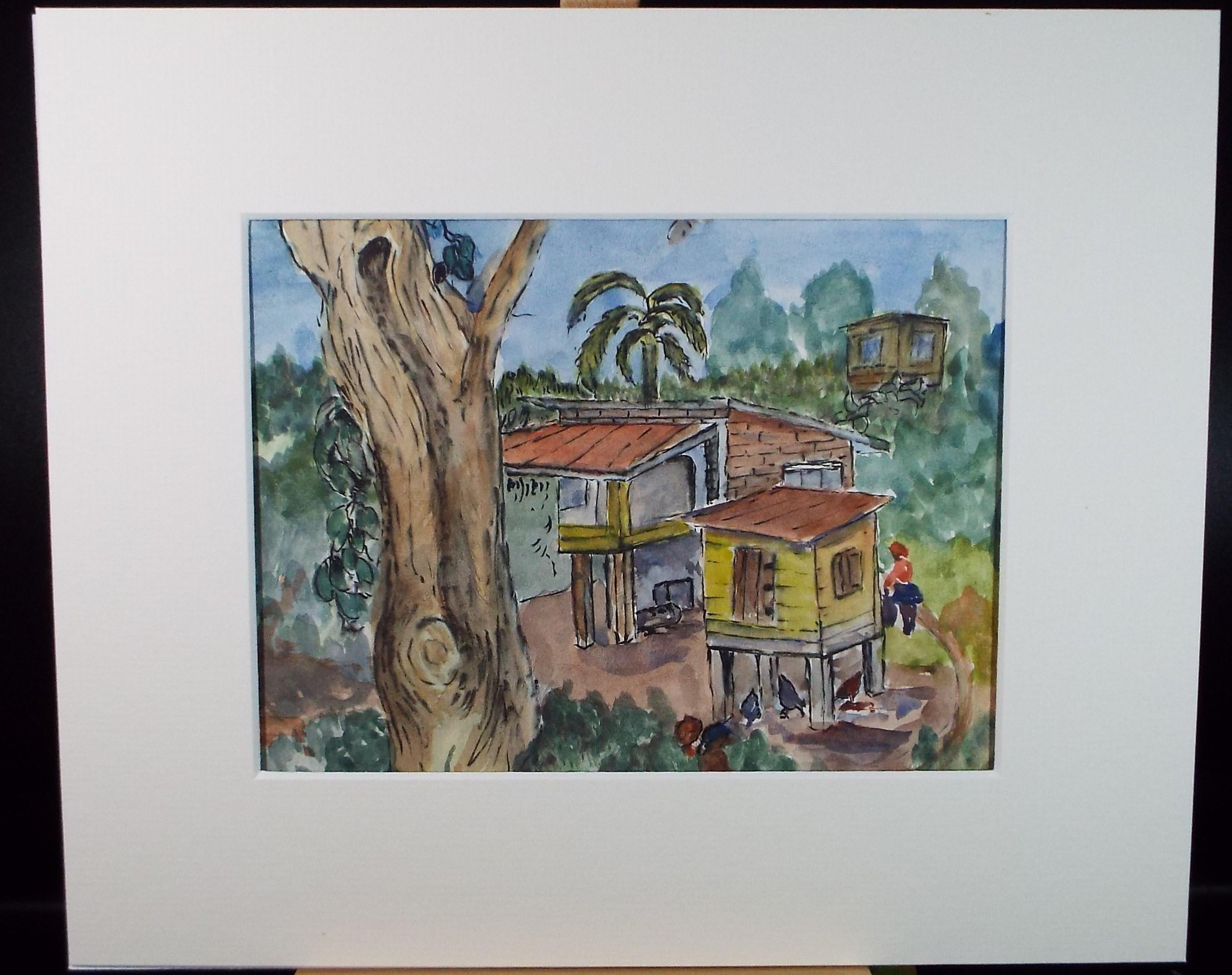 Original Watercolour Dated 1983, 'Les Cotteaux, Tobago', Marie W Hiorns