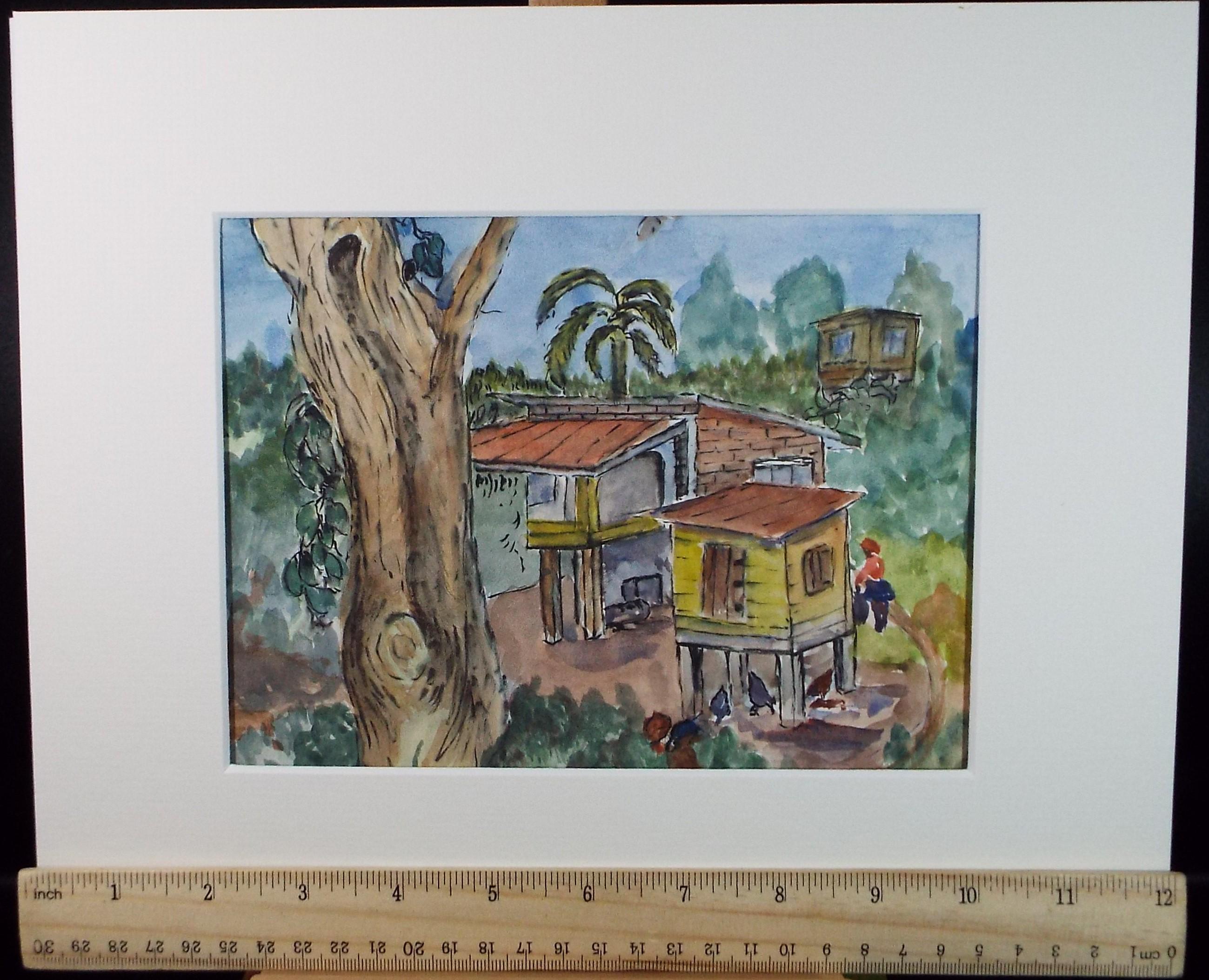 Original Watercolour Dated 1983, 'Les Cotteaux, Tobago', Marie W Hiorns