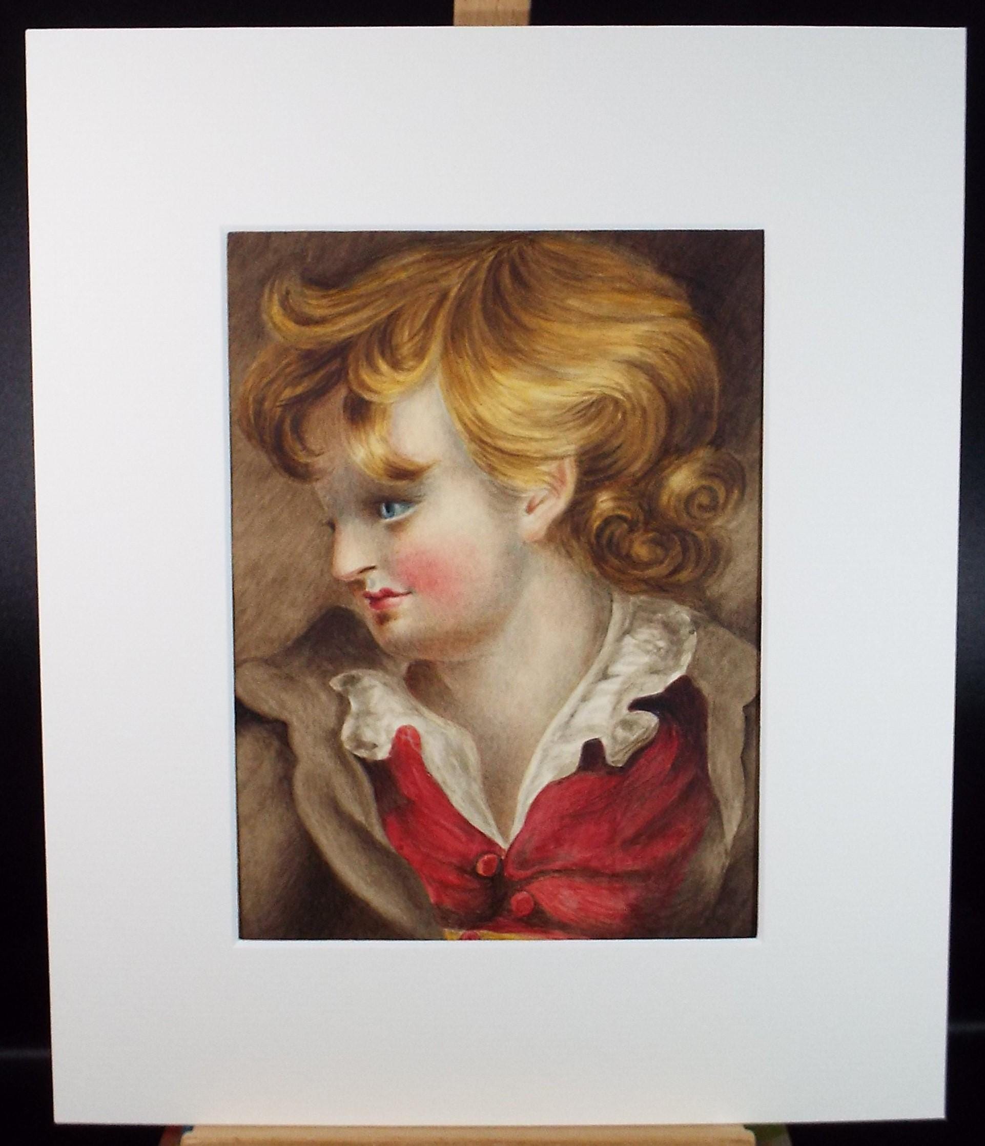 Original Watercolour, 'Portrait of a Boy', Circa 1850, artist Unknown