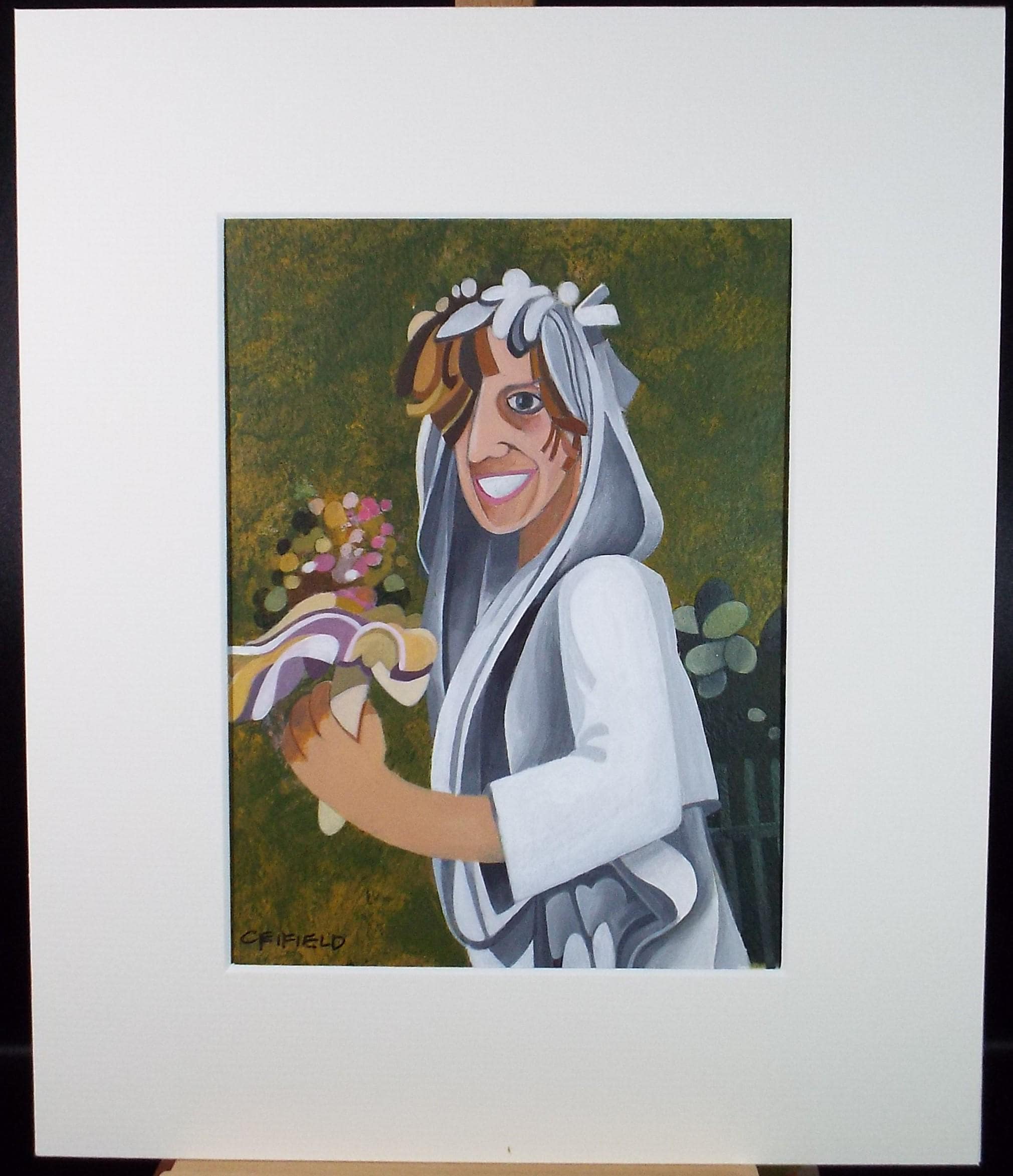 Original Watercolour Gouache , 'Liz Getting Married', Colin Fifield (1940-2022), circa 1990's