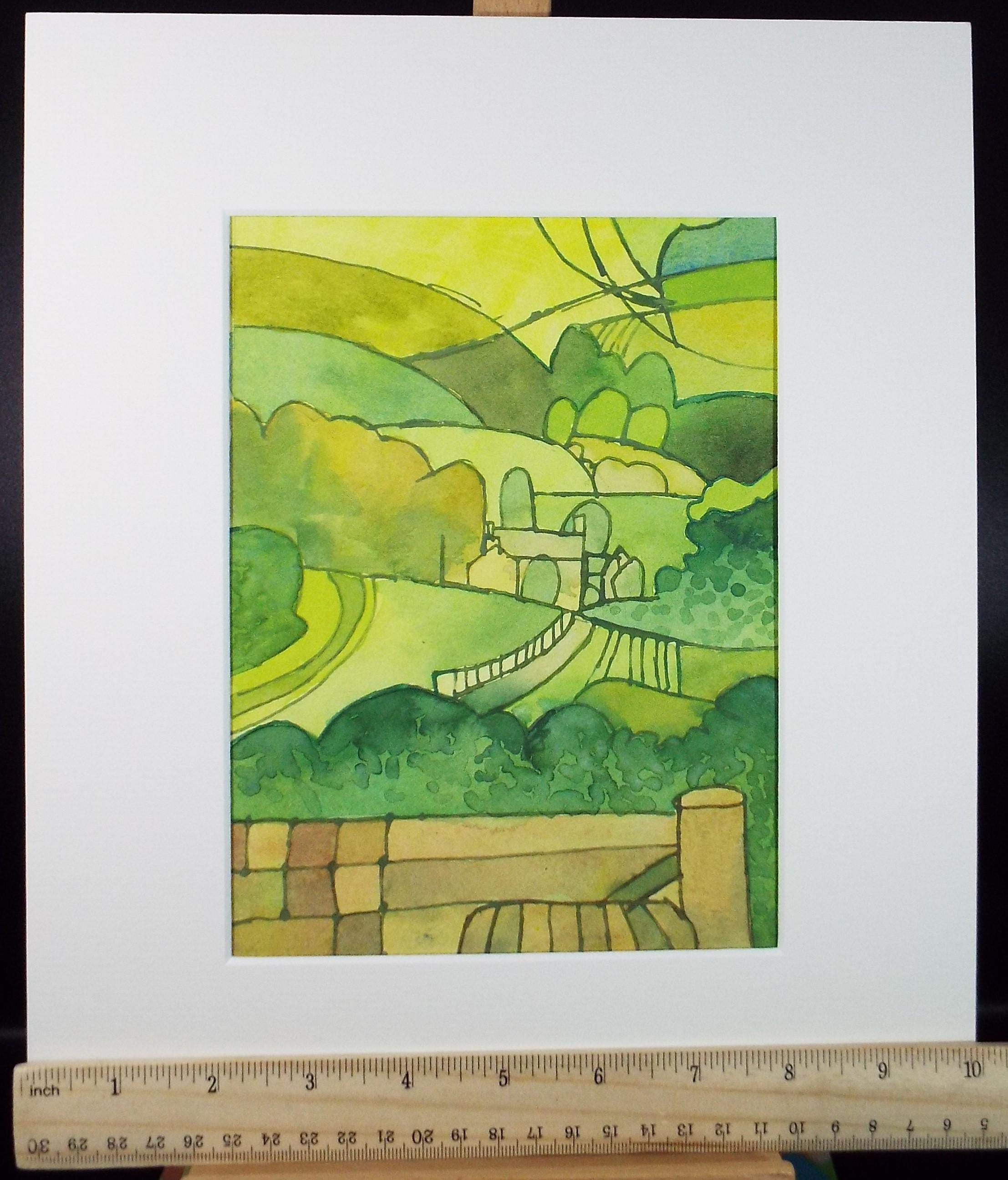 Original Watercolour, 'Green Landscape', Colin Fifield (1940-2022), circa 1980's