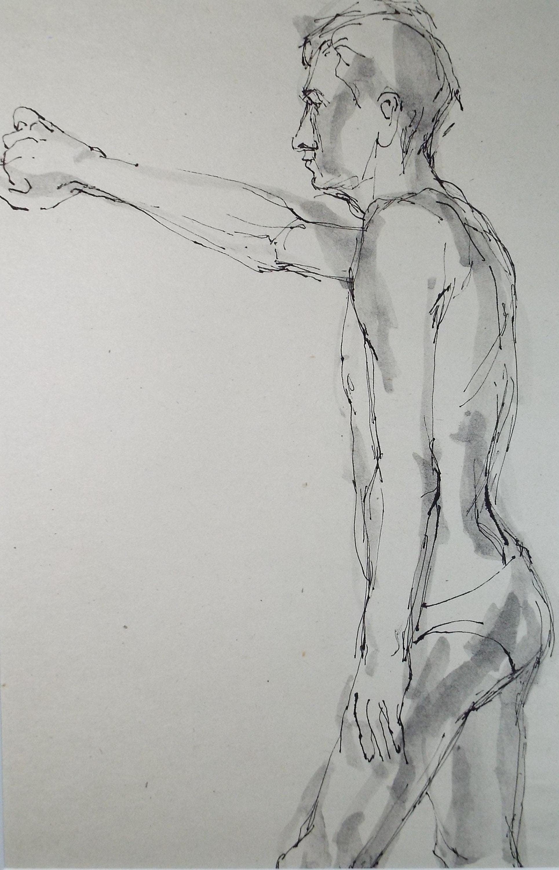 Pen & ink drawing 'Standing Male figure', c1950s, C.D. Finley