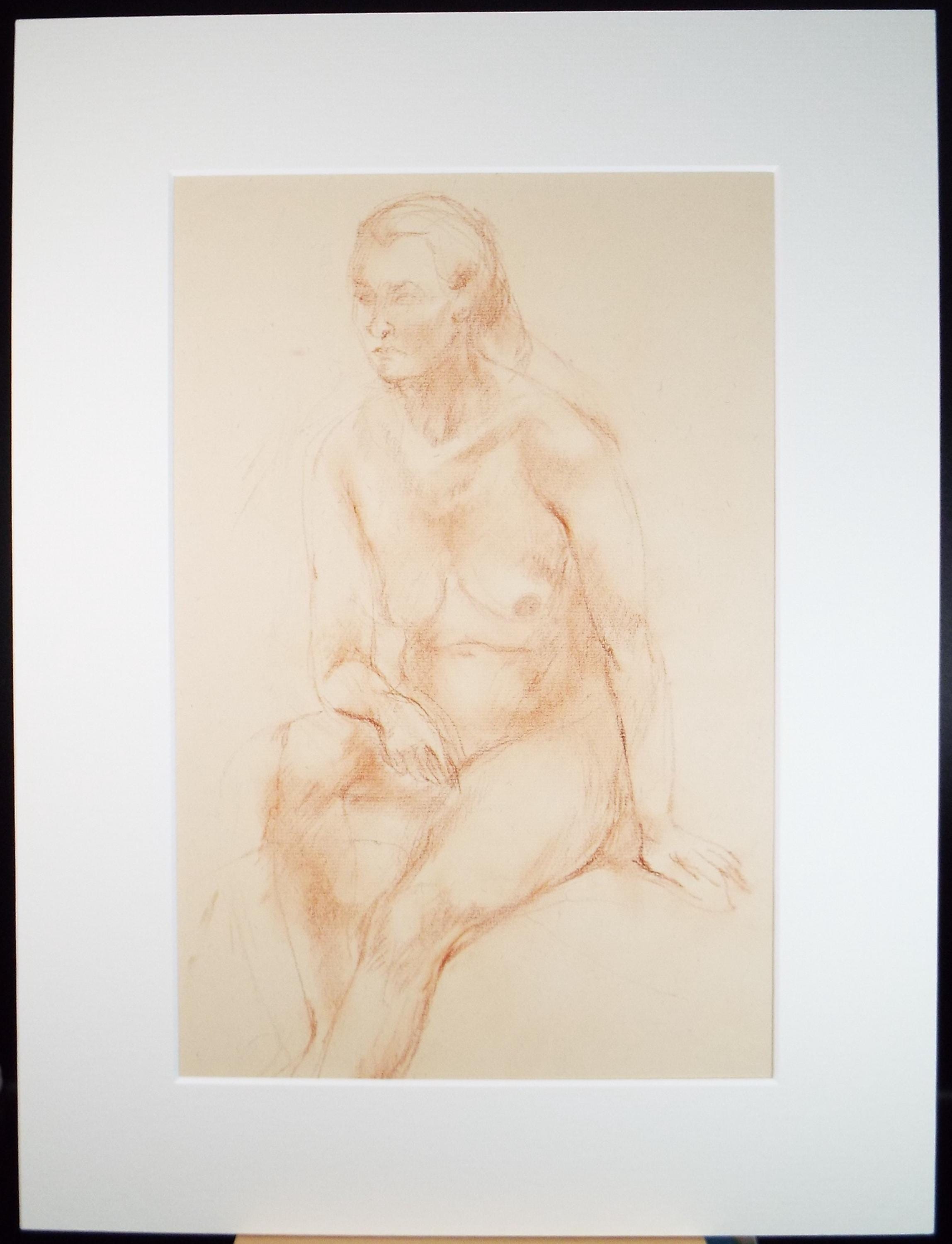 Red Chalk drawing 'Seated woman', c1950s, C.D. Finley