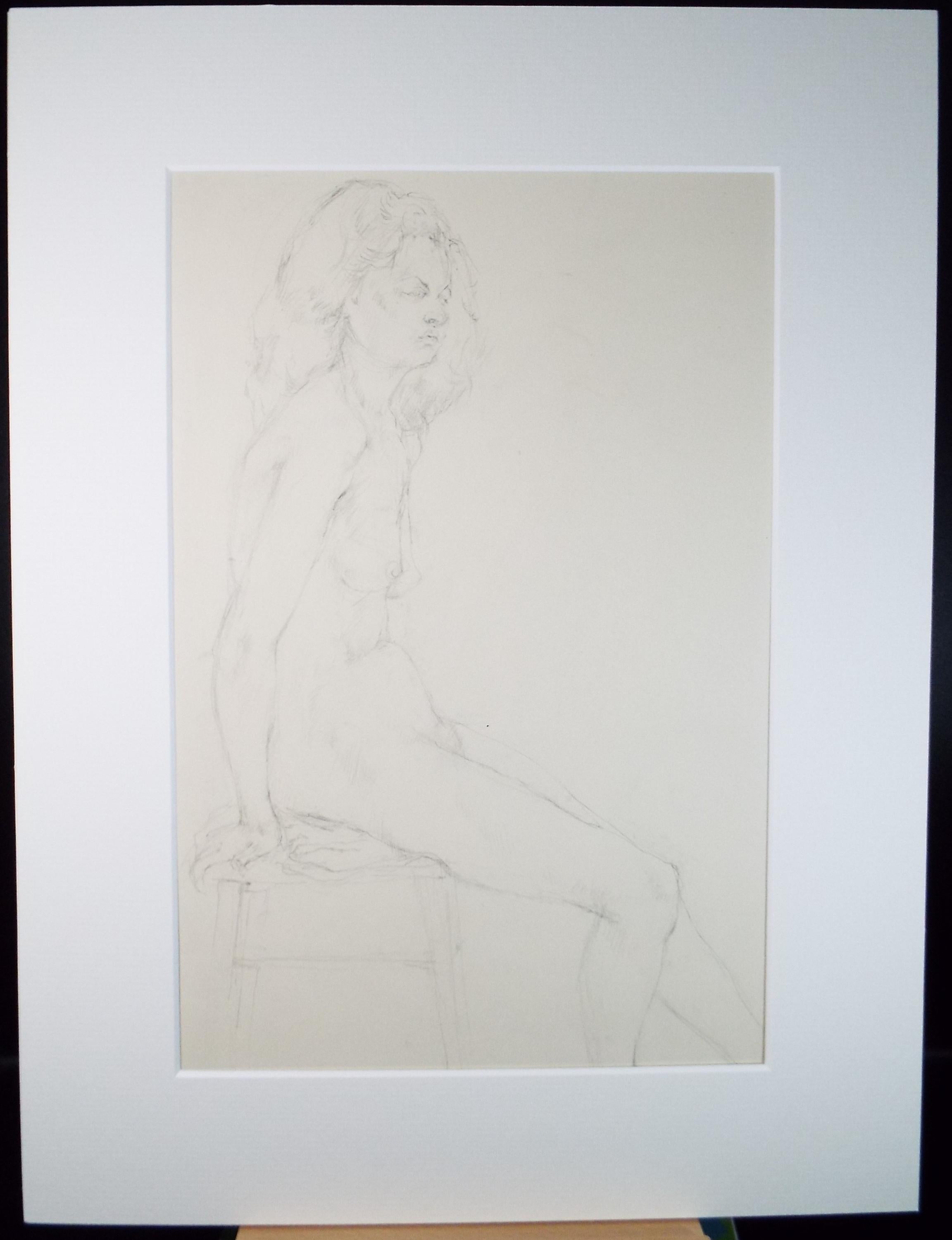 Pencil drawing 'Seated Woman', c1950s, C.D. Finley