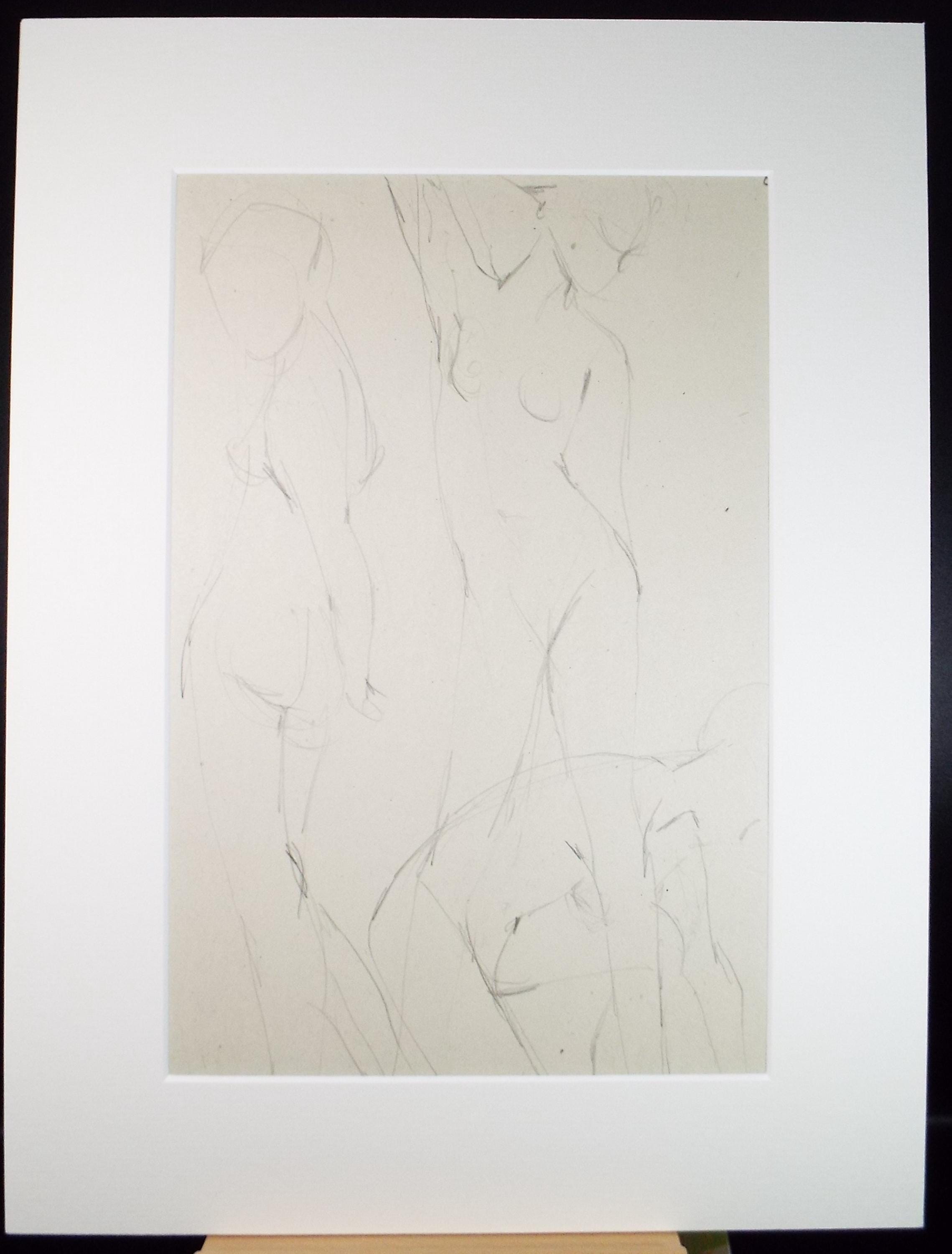 Pencil drawing 'Female Nudes', c1950s, C.D. Finley