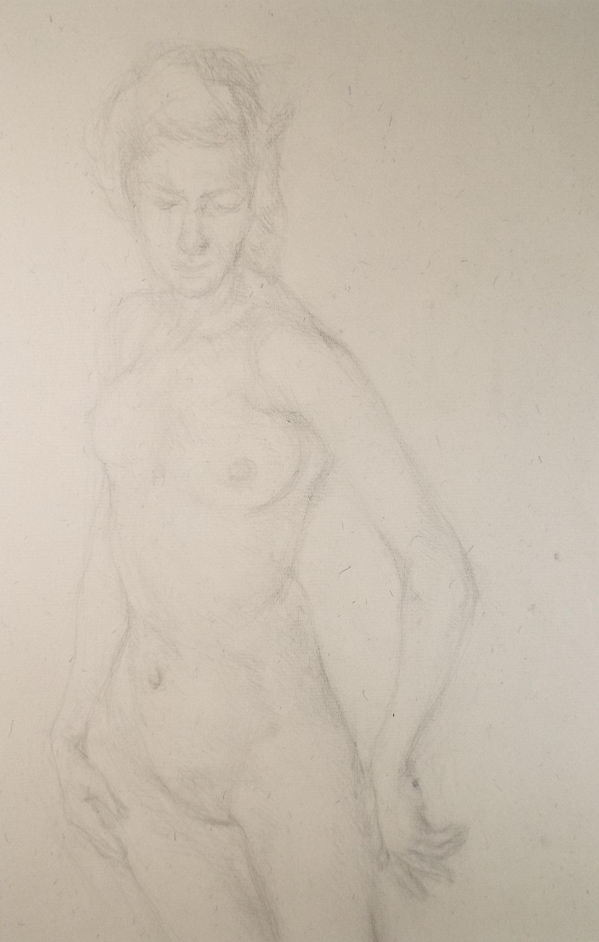 Pencil drawing 'Standing Woman', c1950s, C.D. Finley