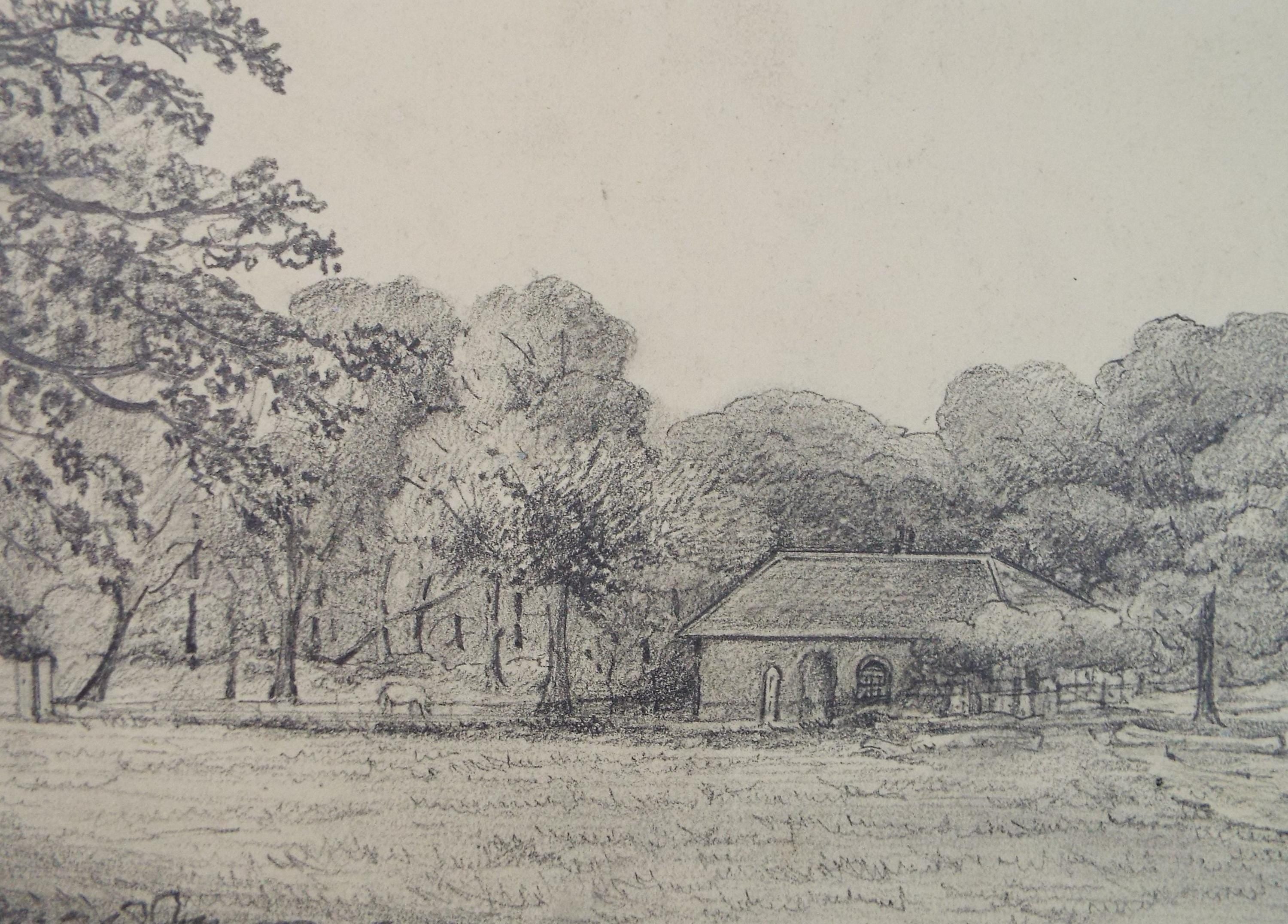 Original Pencil drawing, 'Beeston Park', dated 1873, artist unknown