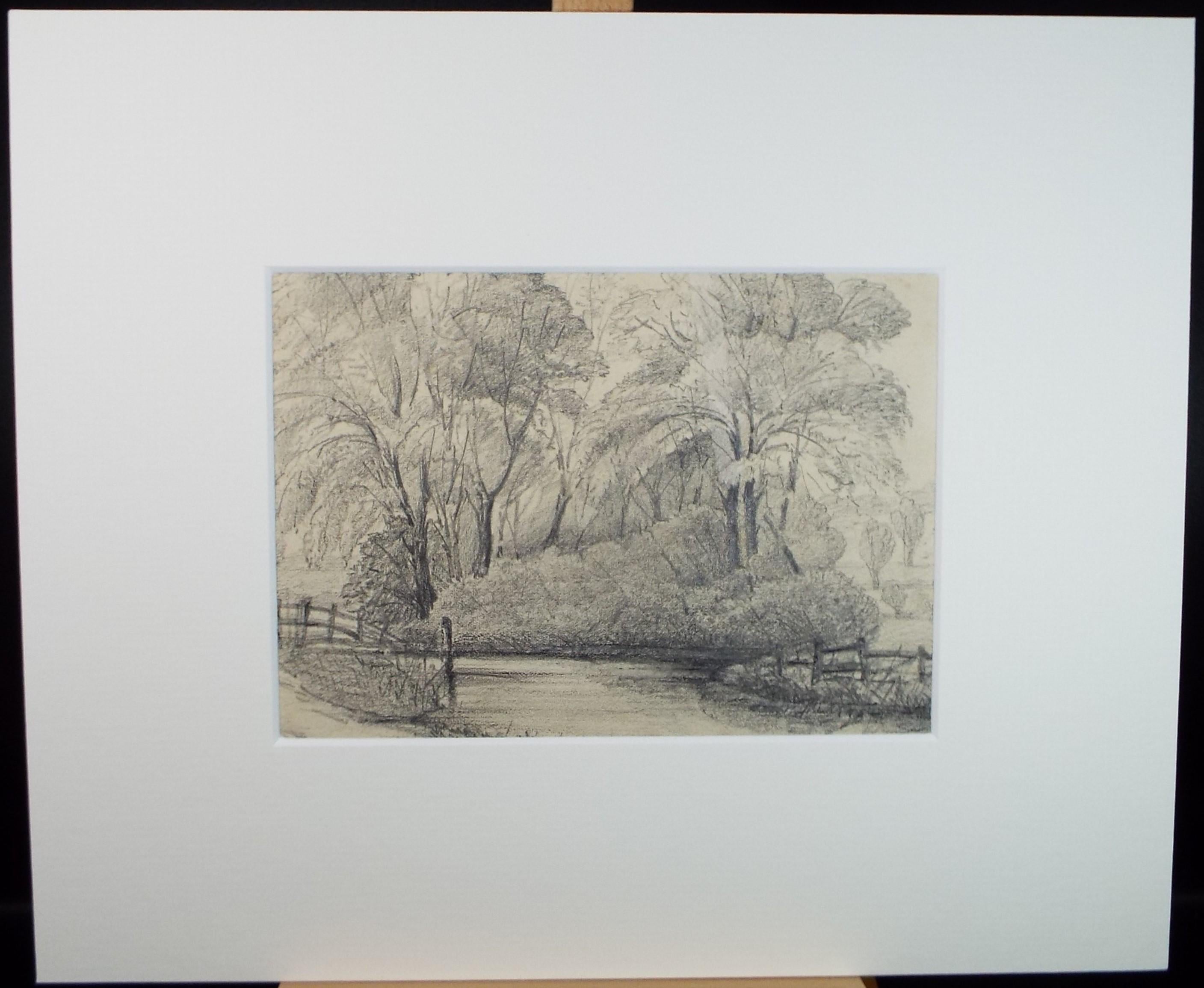 Original Pencil drawing, 'River Eaton, Nr. Norwich', circa 1870's, artist unknown