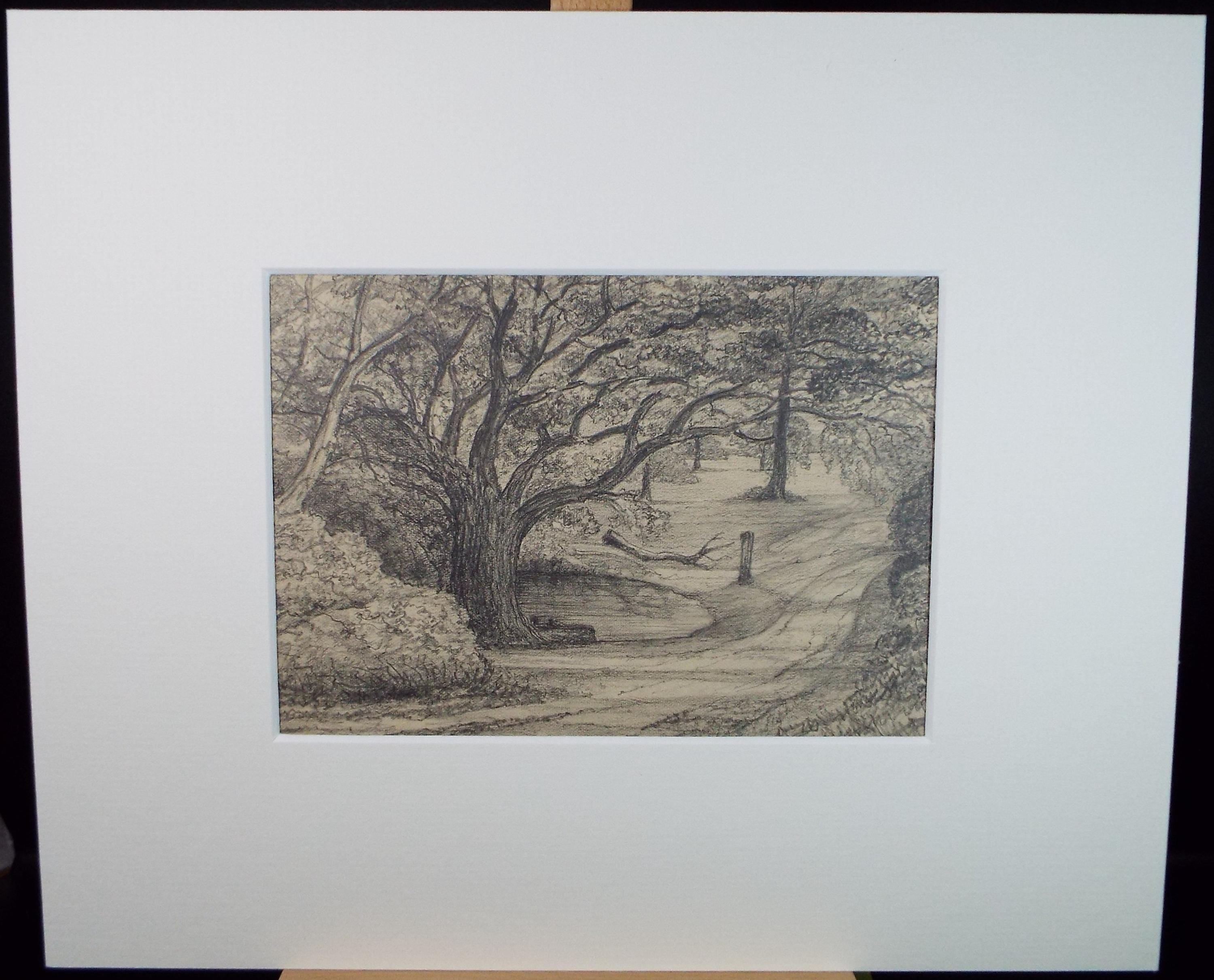 Original Pencil drawing, 'Road to Beeston Park', Dated 1875', artist unknown