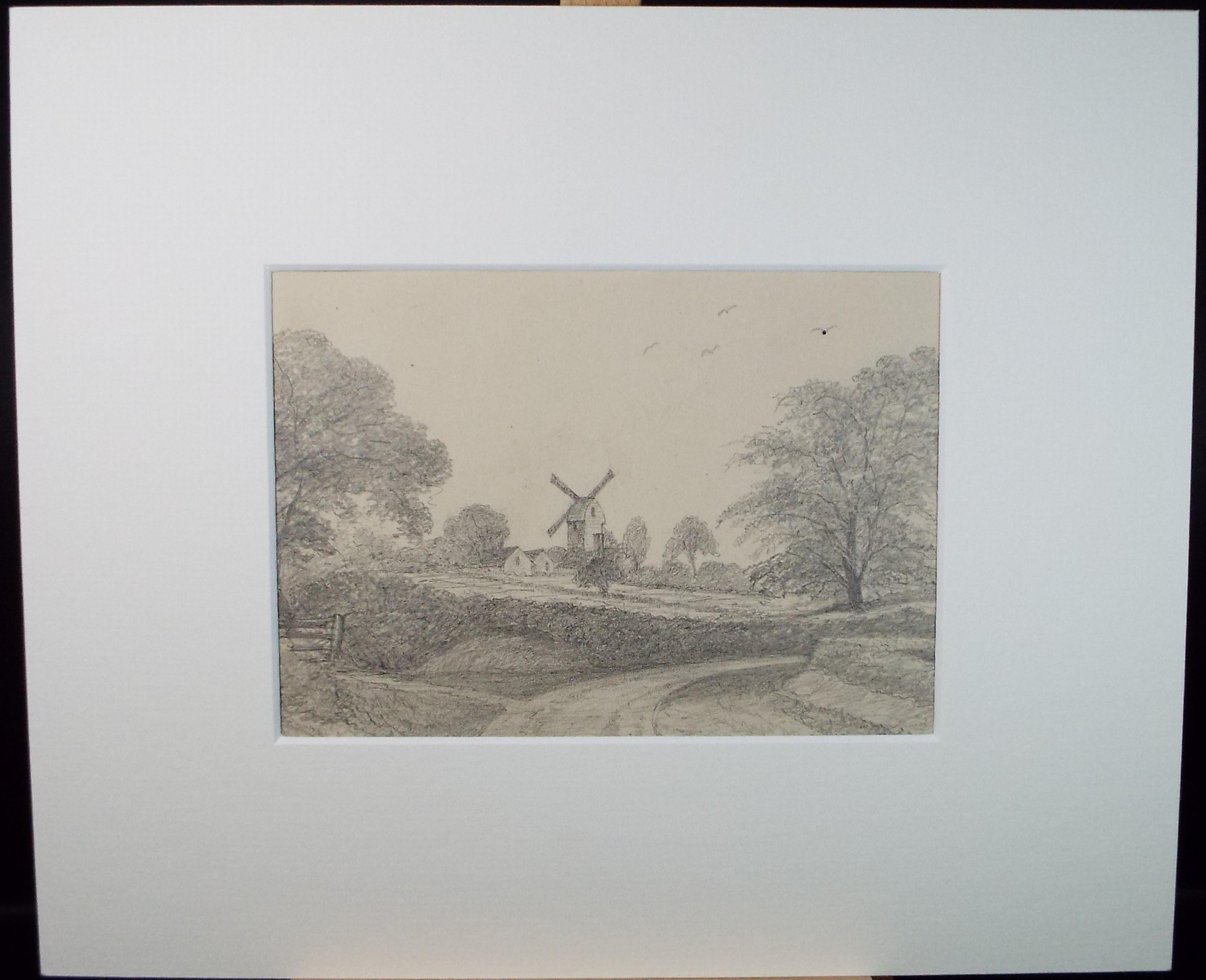 Original Pencil drawing, 'Long's Mill Stradbroke', Dated 1879', artist unknown