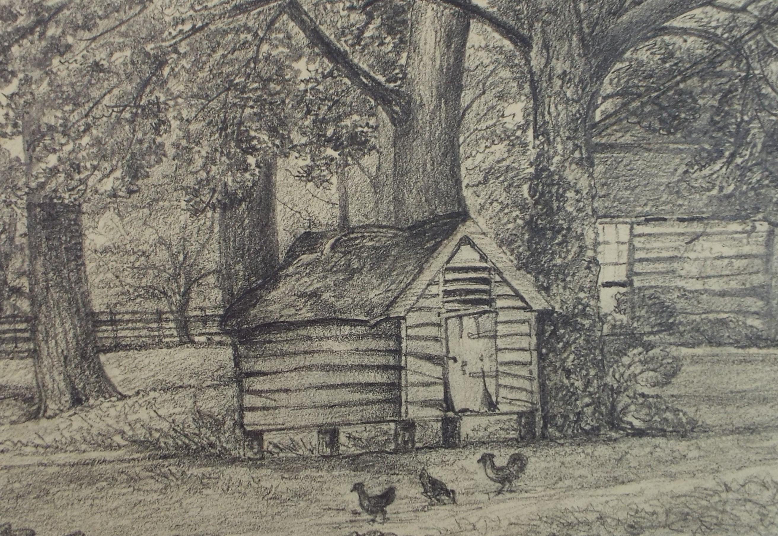 Original Pencil drawing, 'Chicken House, Beeston Park, Dated 1873', artist unknown