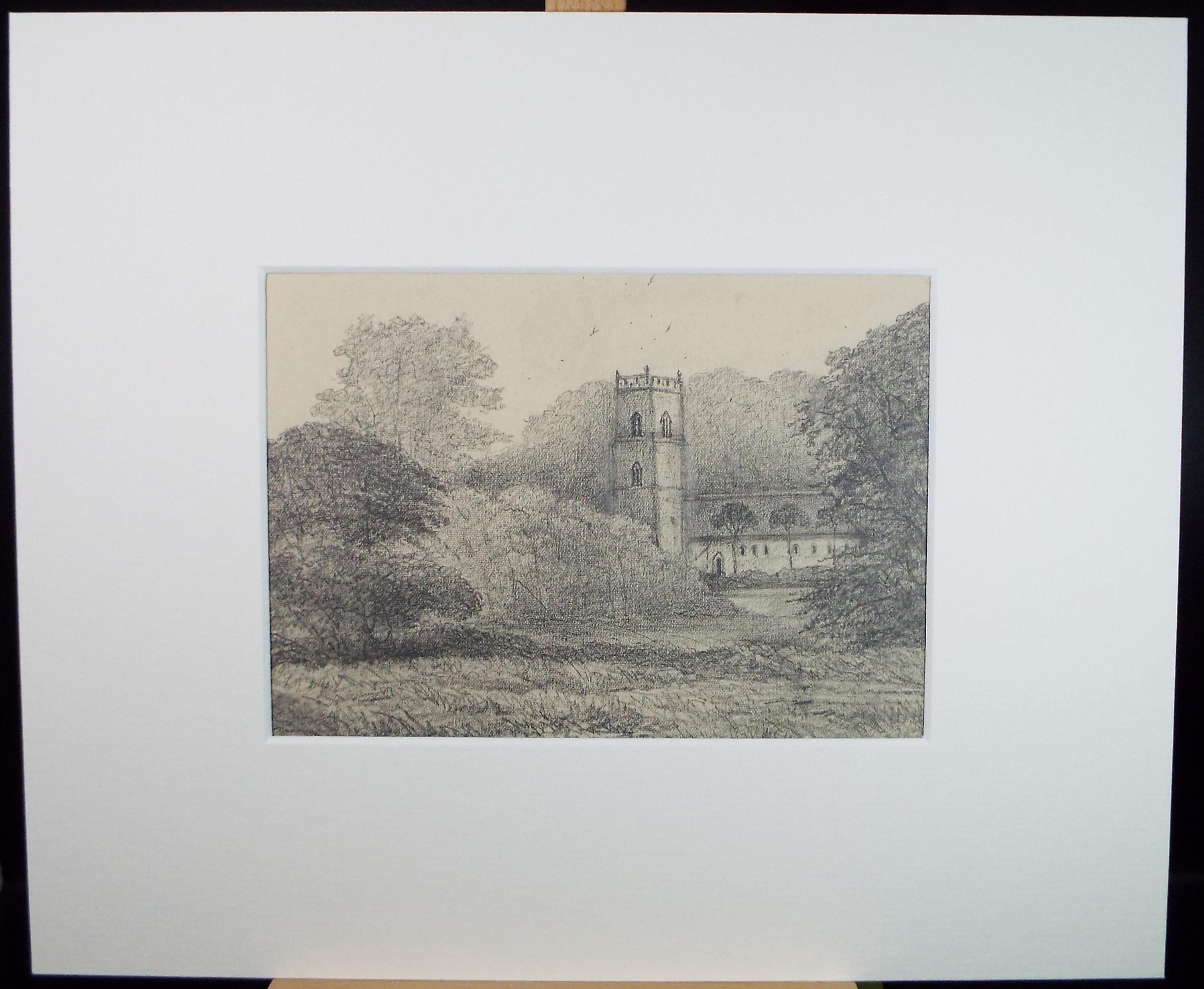 Original Pencil drawing, 'Eaton Church', Dated 1880', artist unknown