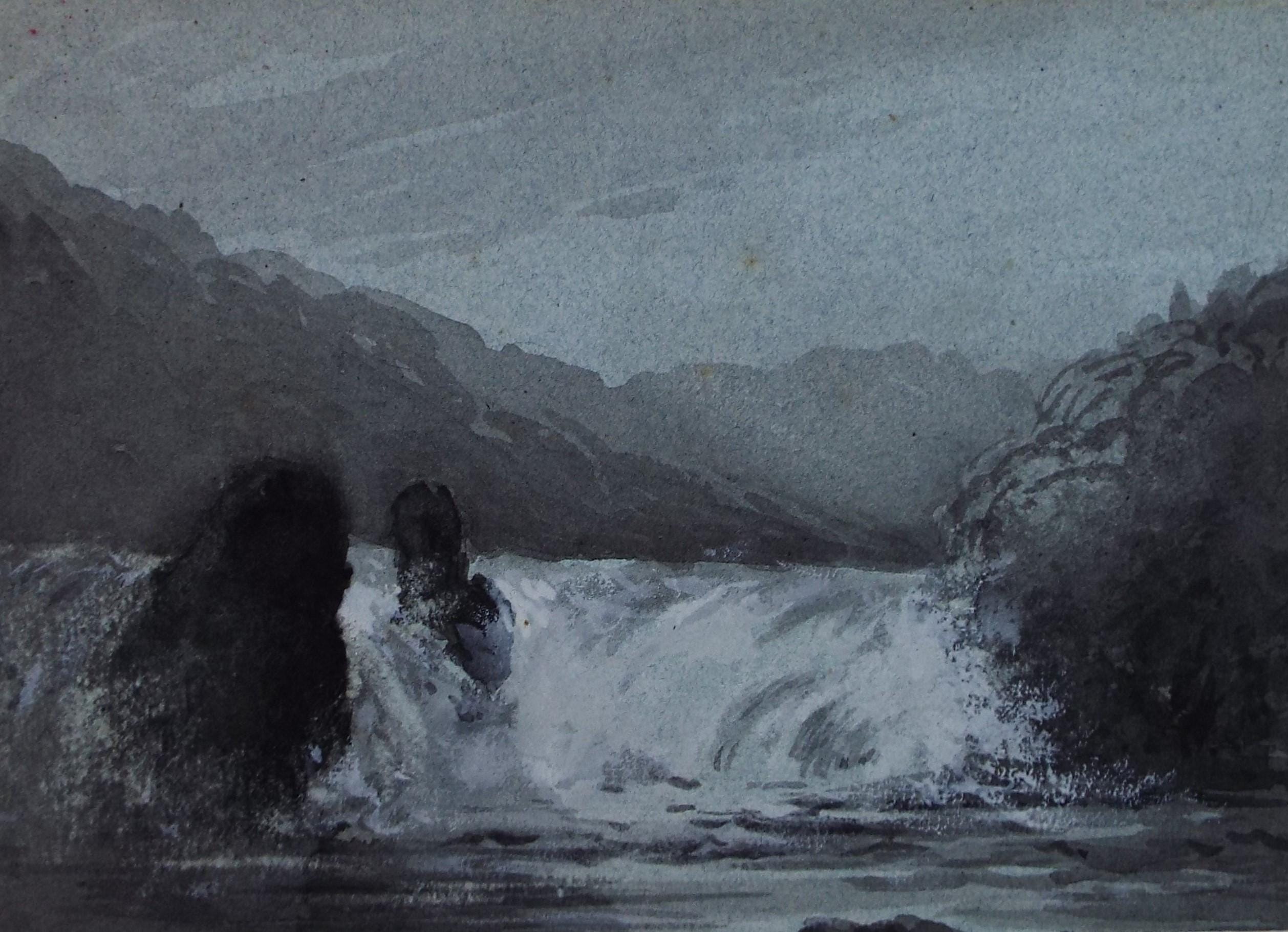 Original Watercolour, 'River rapids', Artist Unknown, Circa 1880's