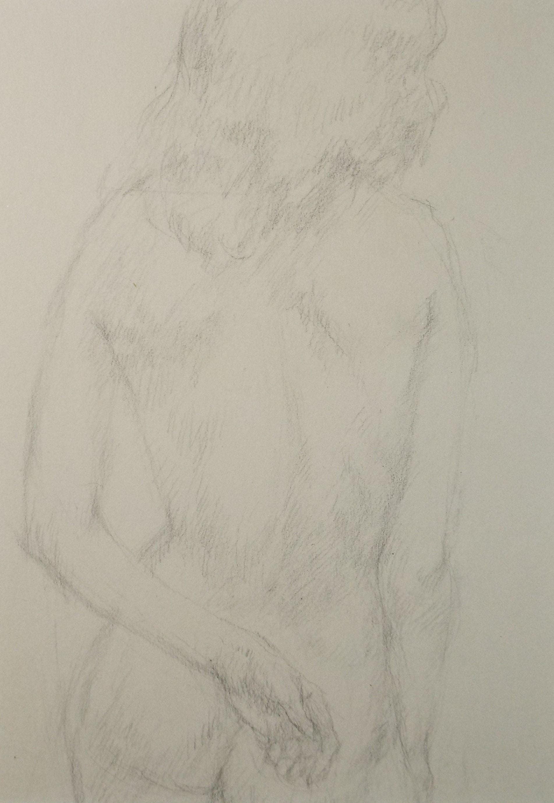 Pencil drawing 'Nude from rear', c1950s, C.D. Finley