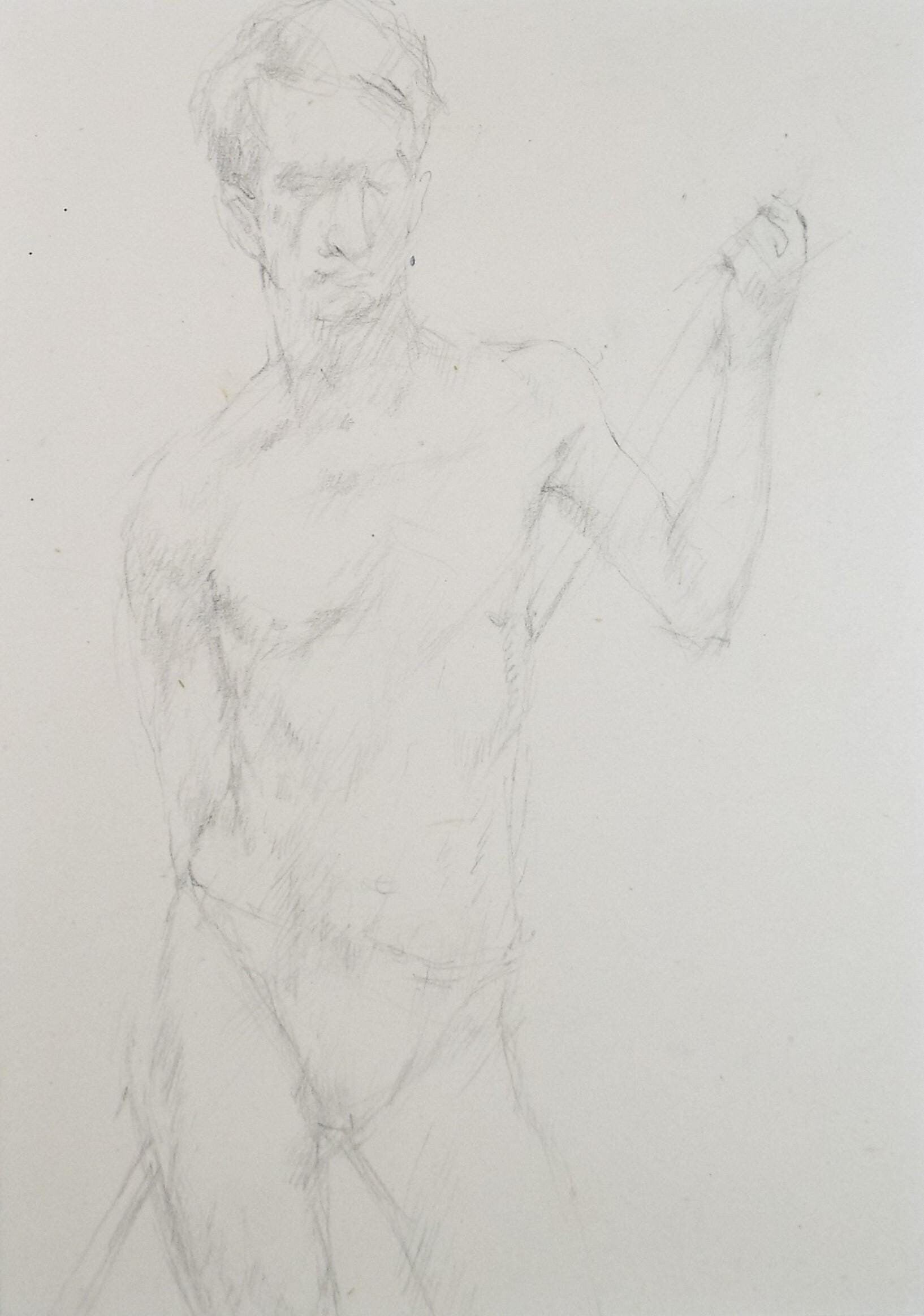 Pencil drawing 'male life study', c1950s, C.D. Finley