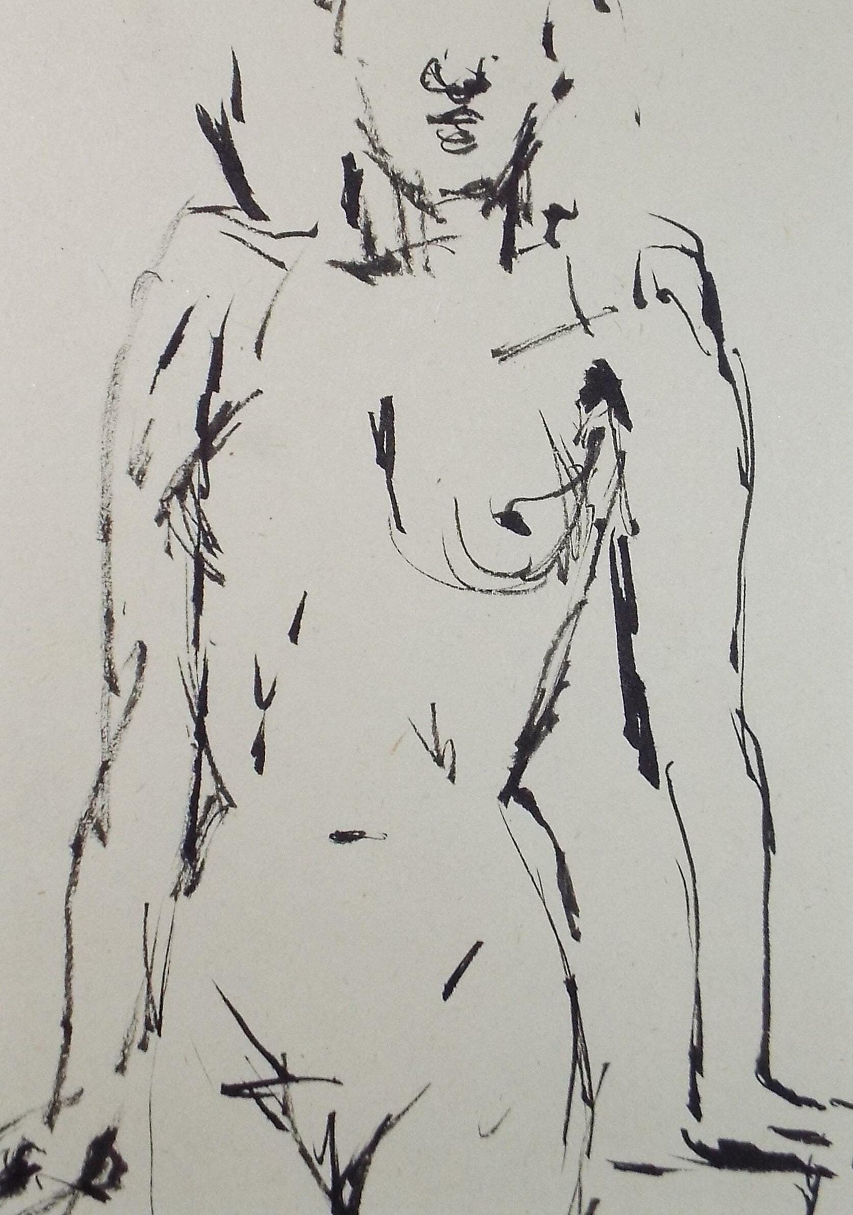 Pen & ink drawing, 'Female Nude', c1950s, C.D. Finley