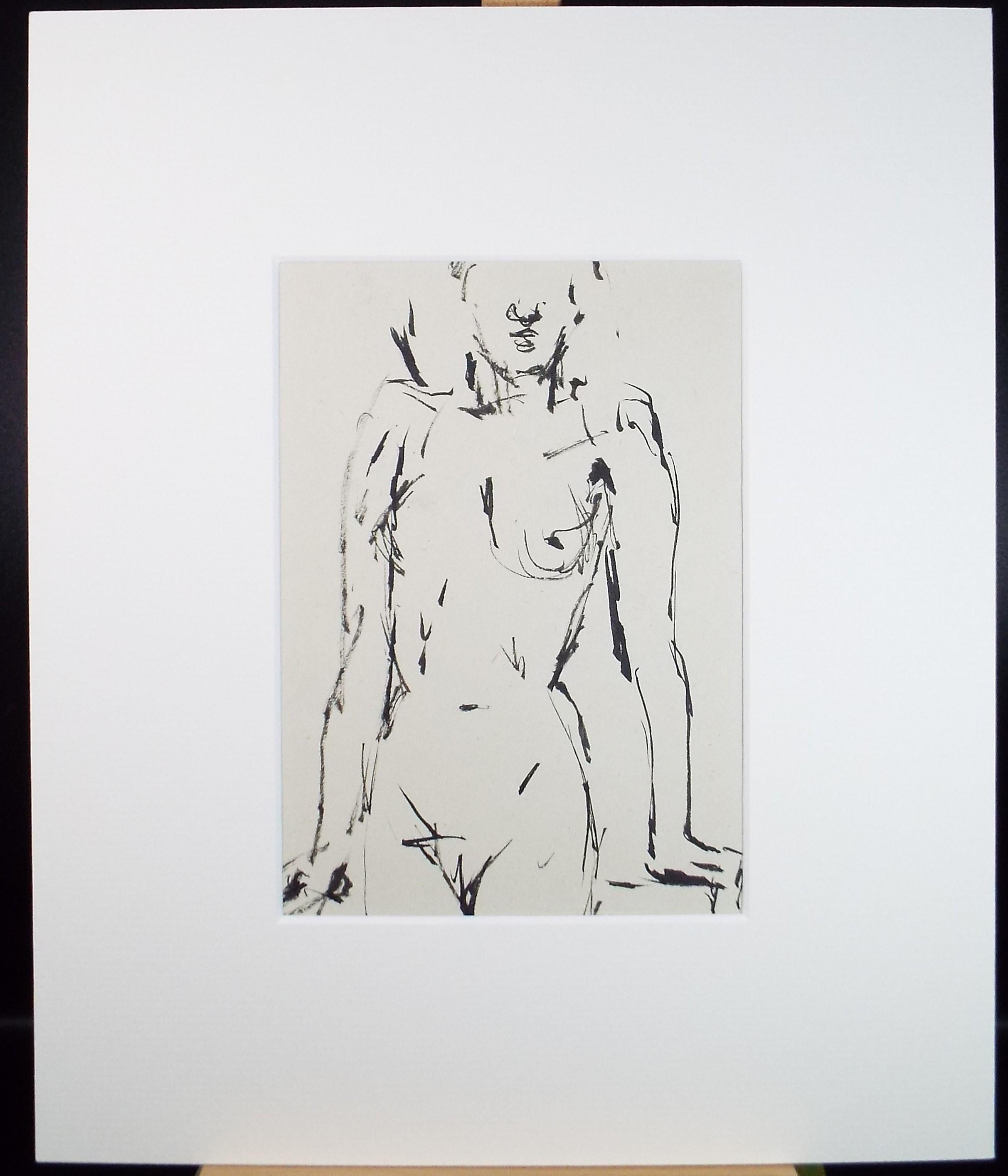 Pen & ink drawing, 'Female Nude', c1950s, C.D. Finley